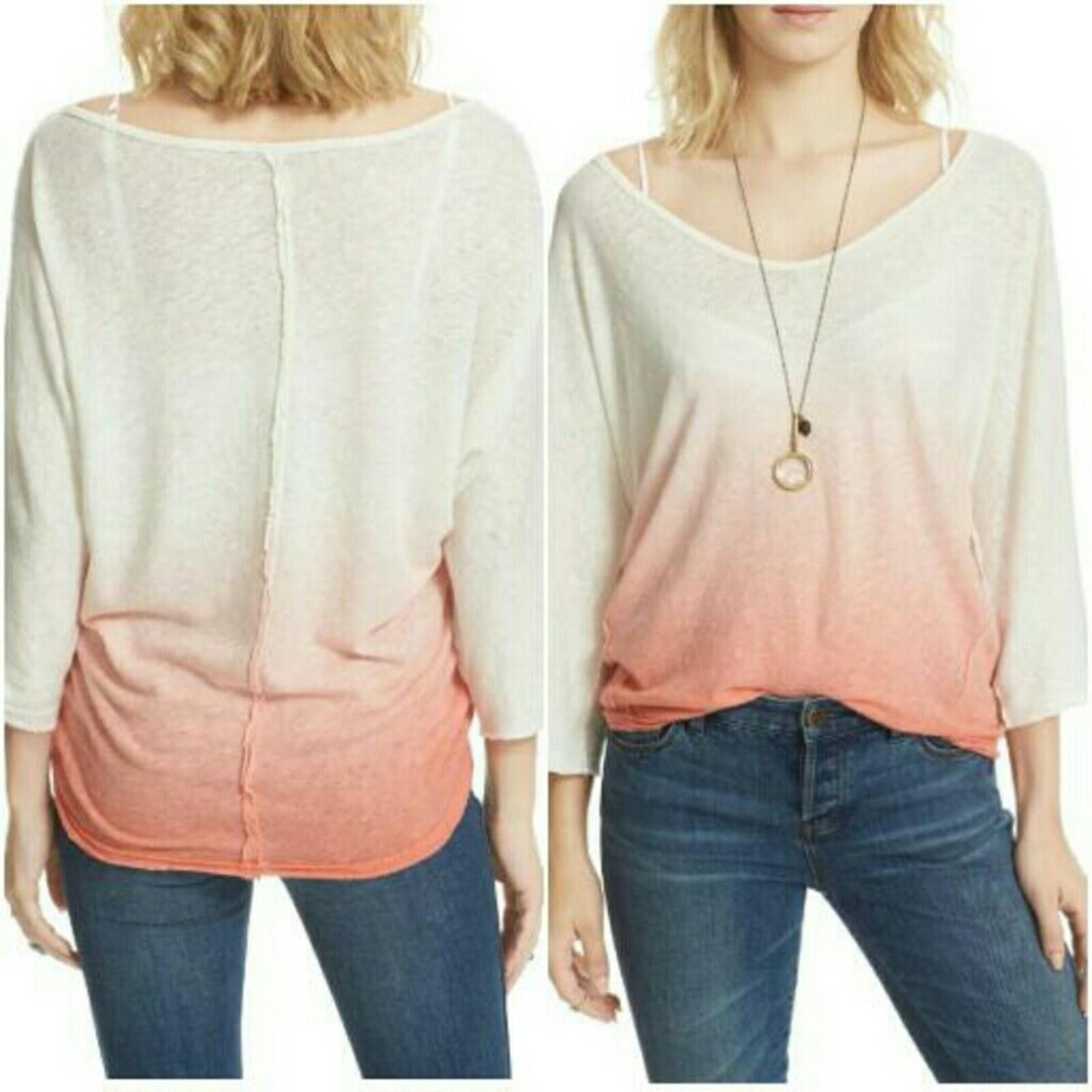 Free People Free People Cream to Coral Ombre Lightweight Pullover Size S / US 4 / IT 40 - 3 Thumbnail