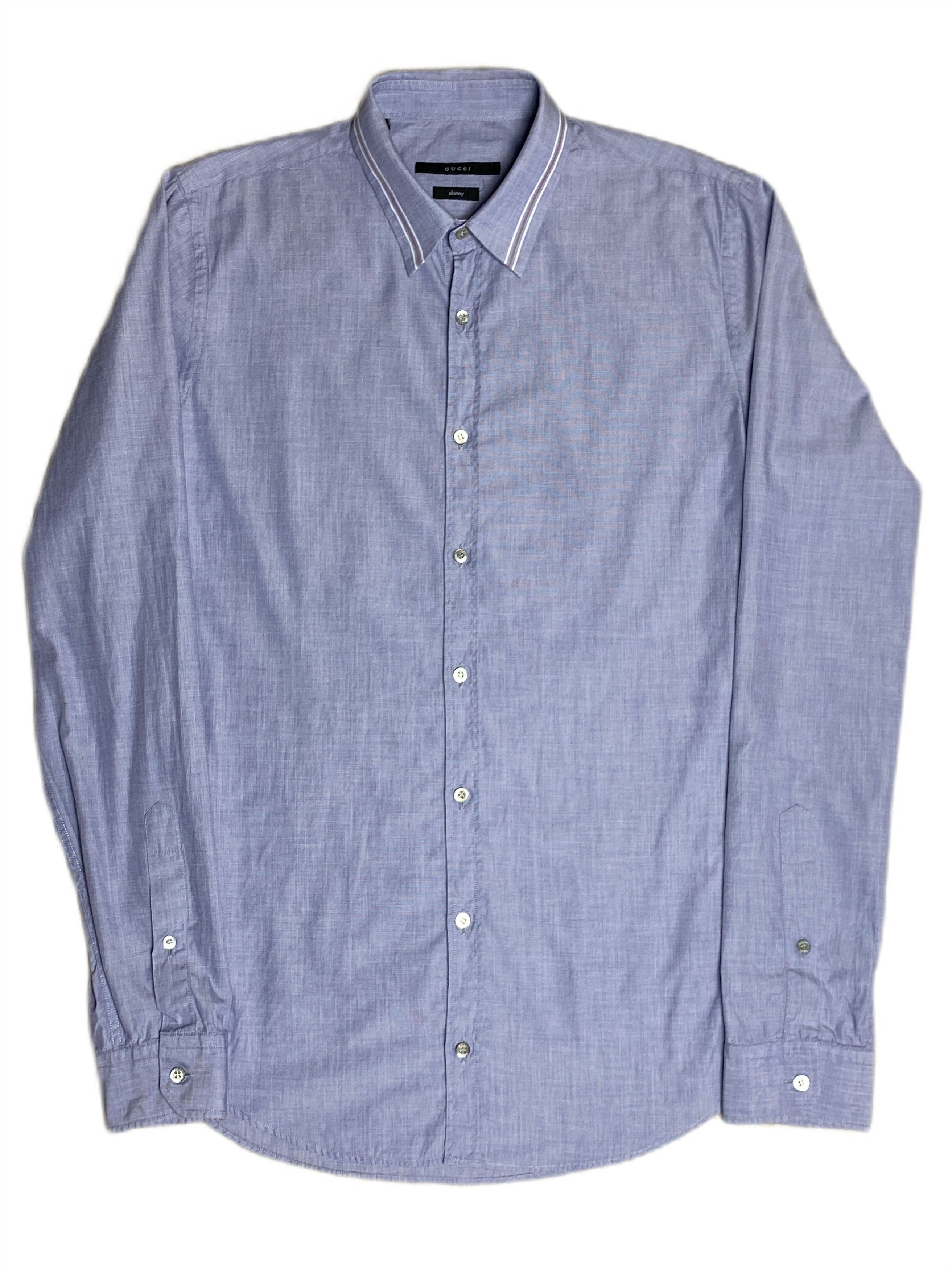 Gucci Gucci x Tom Ford Classic Tailored Blue Dress Satin Shirt Size US M / EU 48-50 / 2 - 2 Thumbnail