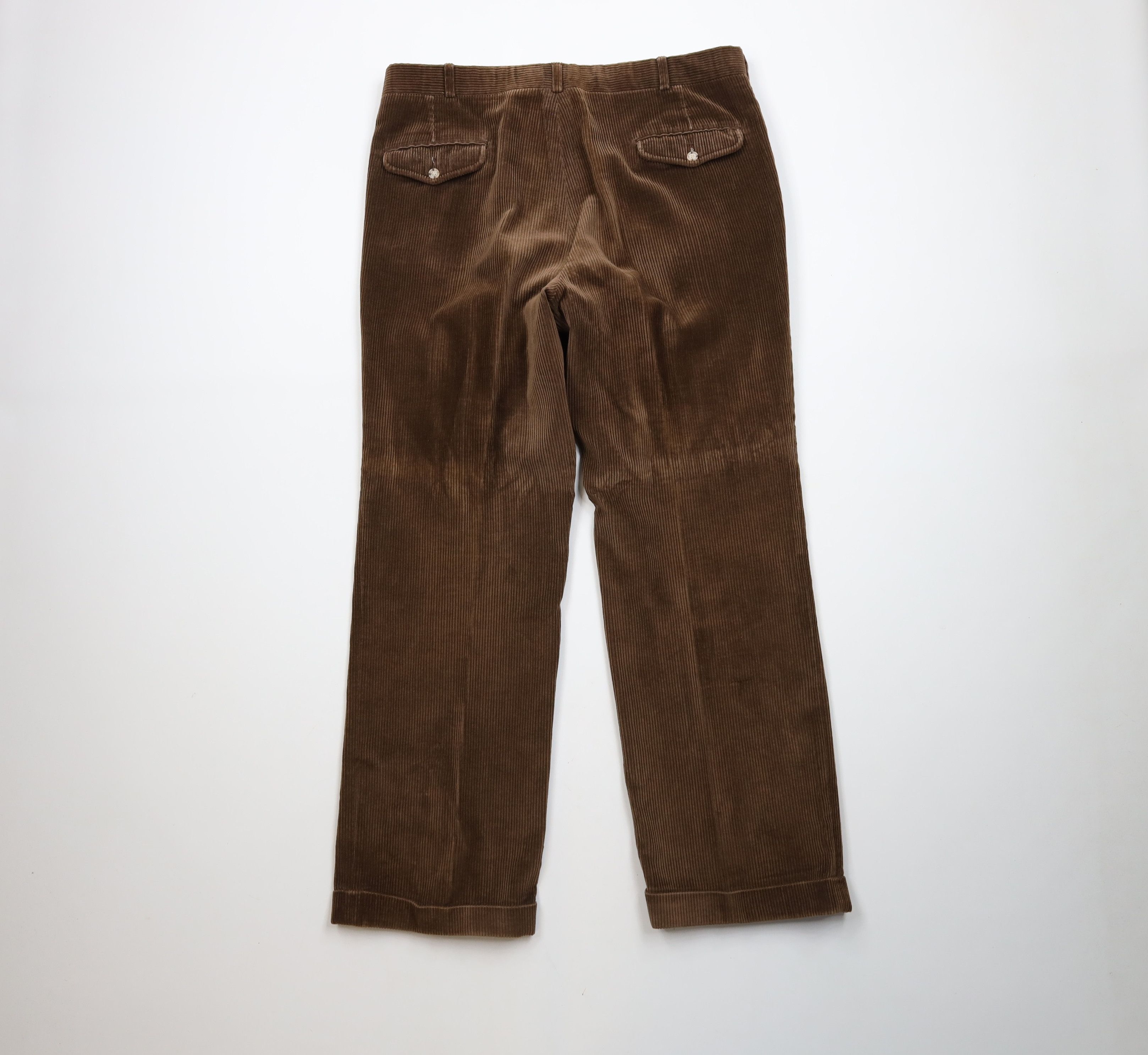 Lands' End × Vintage Vintage 90s Lands End Wide Leg Corduroy Pants Brown USA Size US 35 - 10 Thumbnail