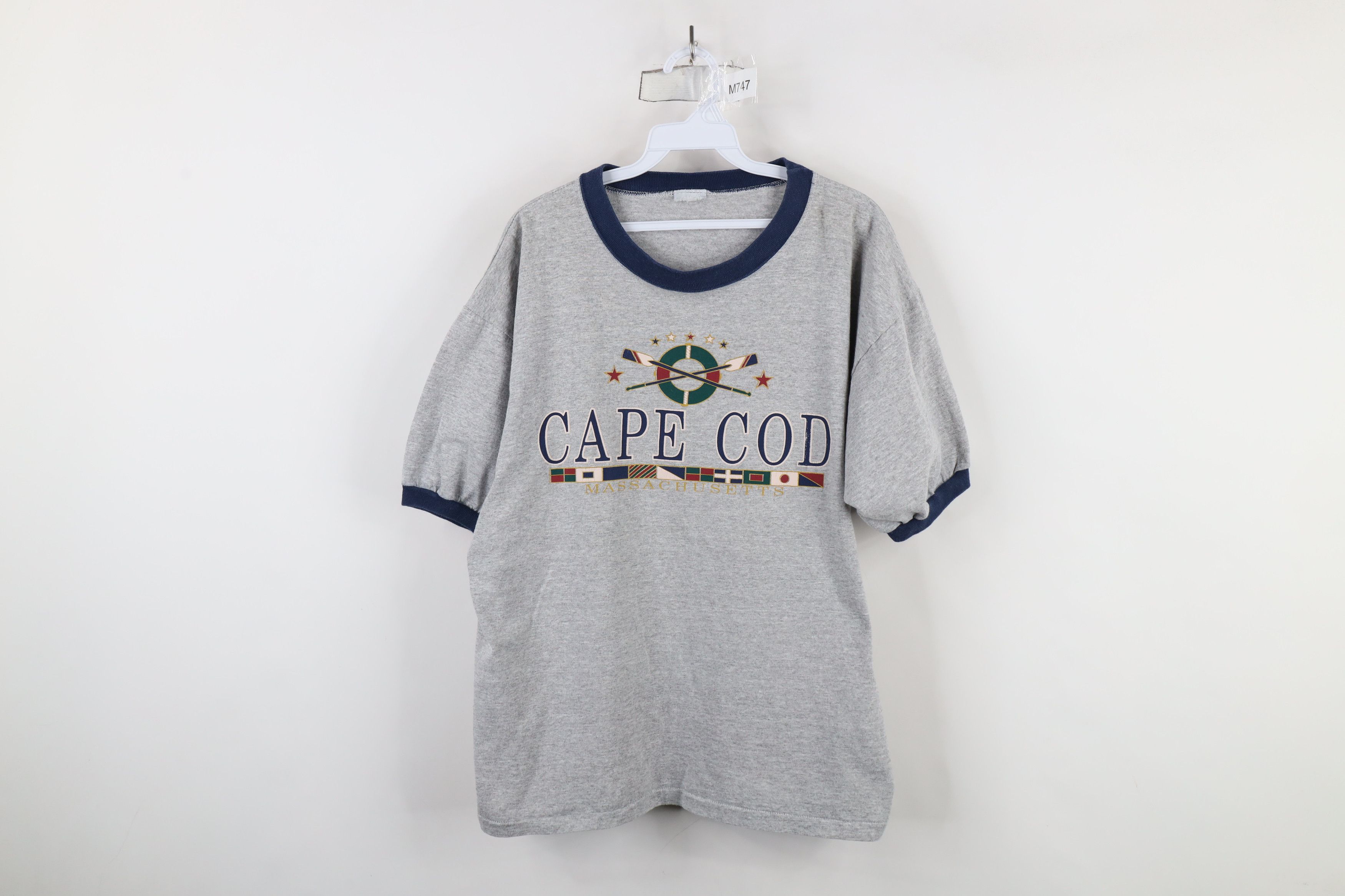 Vintage Vintage 90s Streetwear Massachusetts Sailing Ringer T-Shirt Size US L / EU 52-54 / 3 - 1 Thumbnail
