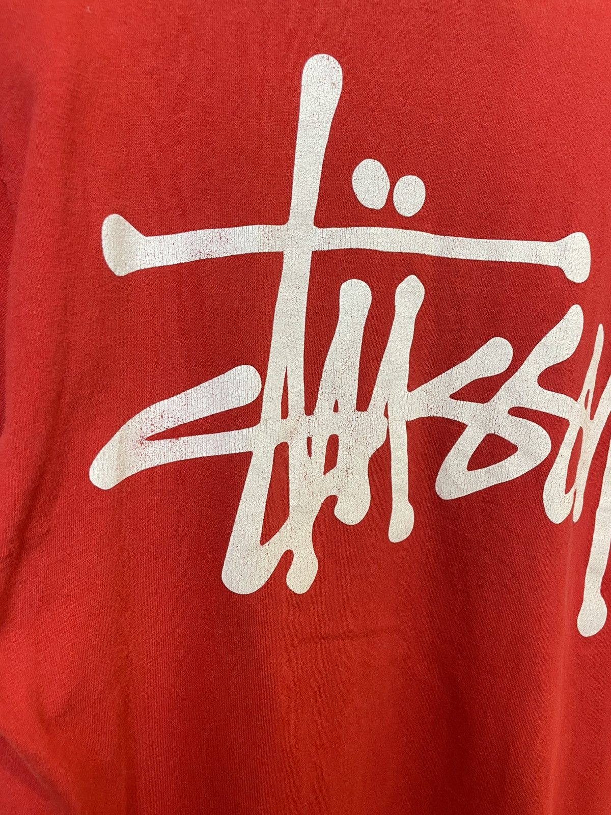 Stussy Vintage Stussy Big Logo Distressed Red T-Shirt Size US XL / EU 56 / 4 - 4 Thumbnail