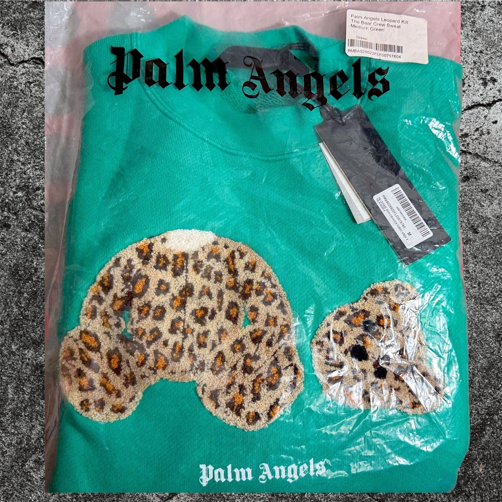 Palm Angels •NEW• Palm Angels Leopard Kill The Bear Green Crew • Medium Size M / US 6-8 / IT 42-44 - 8 Thumbnail
