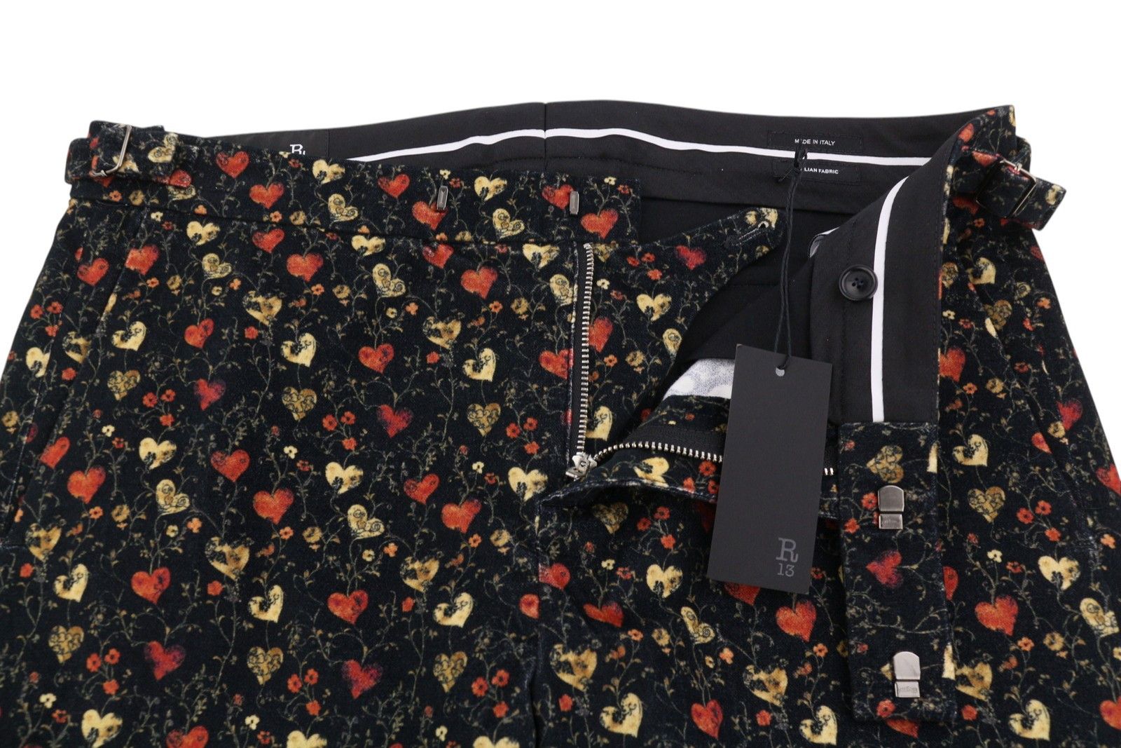 R13 BOY FLARE TUXEDO 29 Hearts Black PS26 Trousers 88917 Size 29" - 5 Thumbnail