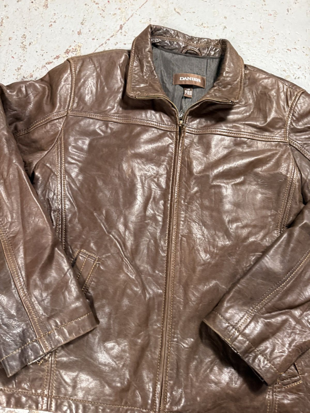 Danier Vintage Danier Faded Classic Leather Brown Jacket Size US L / EU 52-54 / 3 - 4 Thumbnail