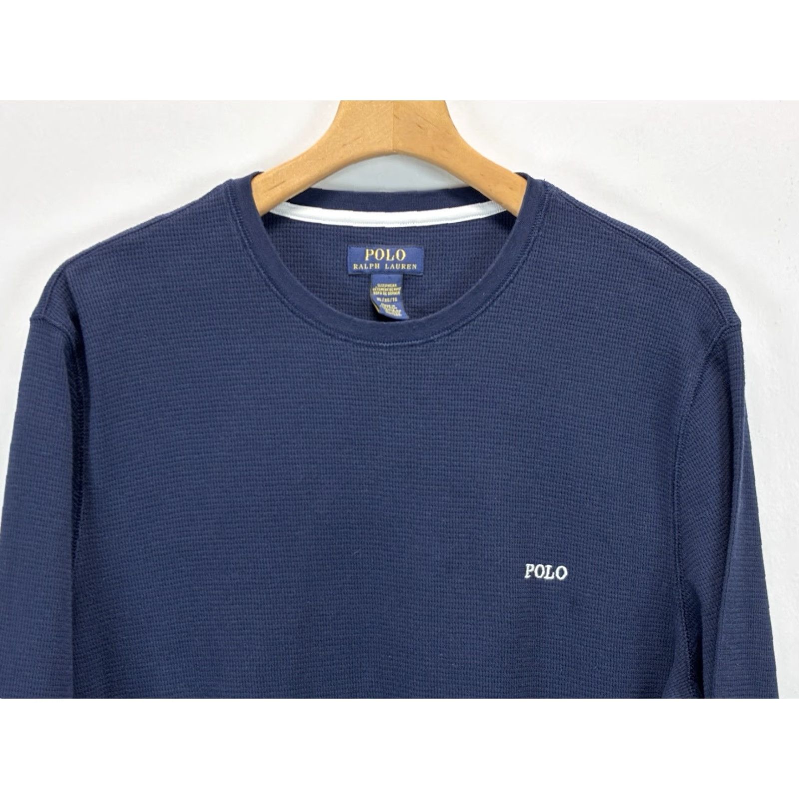 Polo Ralph Lauren VINTAGE Polo Ralph Lauren Thermal Sleepwear Shirt XL Mens Blue Pony Logo Waffle Knit Long Sleeve Sleep Shirt Size US XL / EU 56 / 4 - 2 Thumbnail