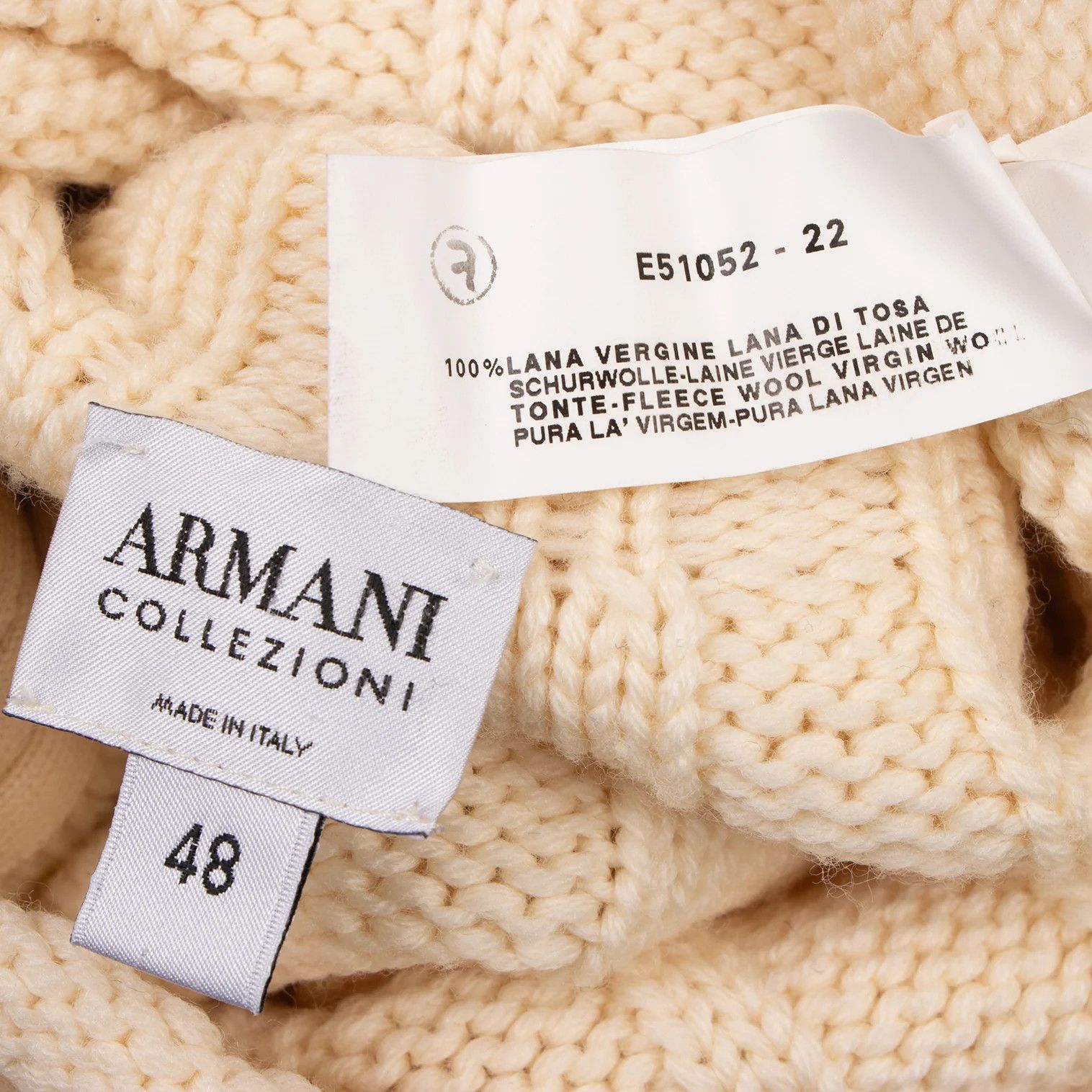 Armani Collezioni Wool Knit Zip Jacket in Beige Size 48 Size US XXS / EU 40 - 18 Thumbnail