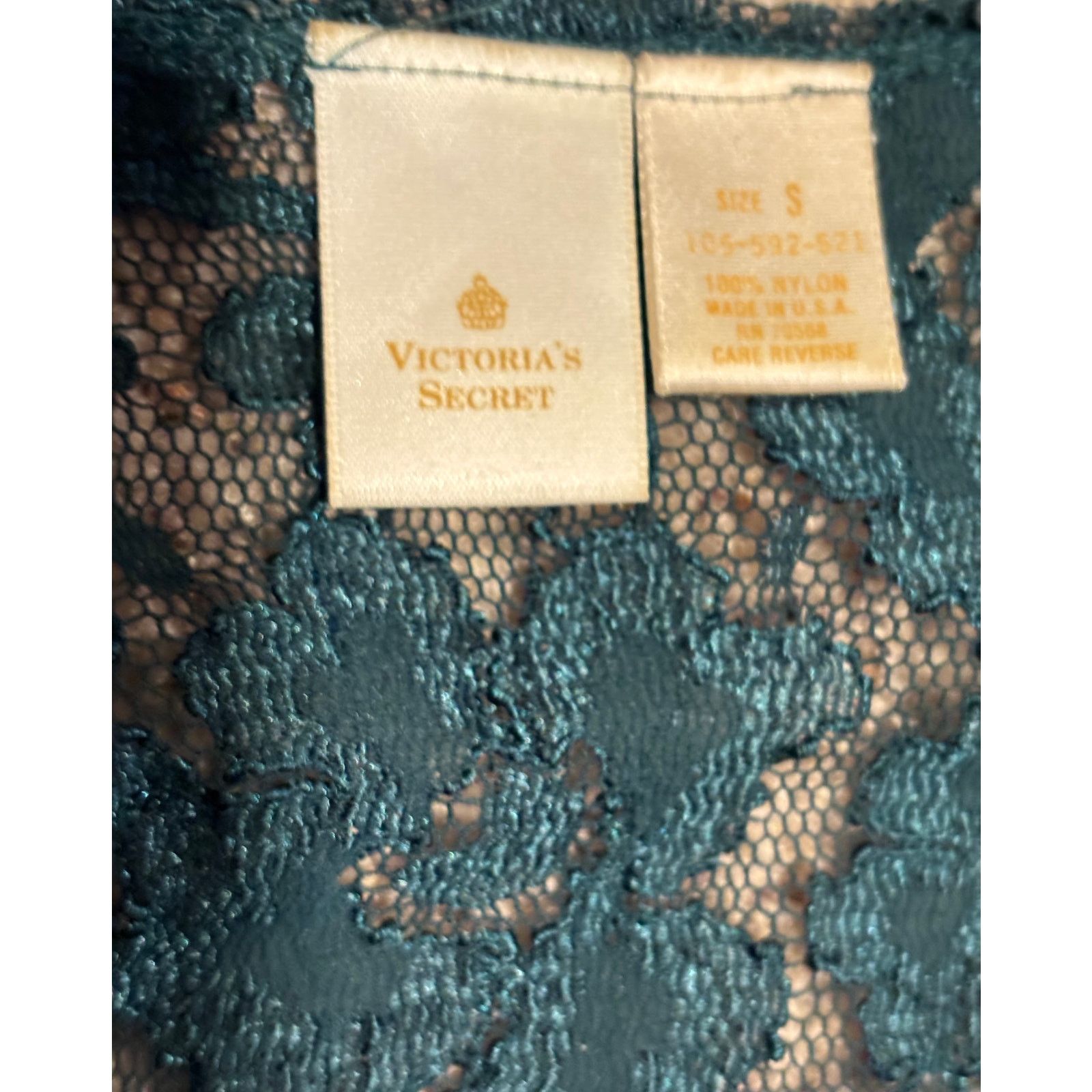 Victoria's Secret Victoria's Secret Vintage Dark Forest Green Stretch Lace Top Size S / US 4 / IT 40 - 6 Thumbnail