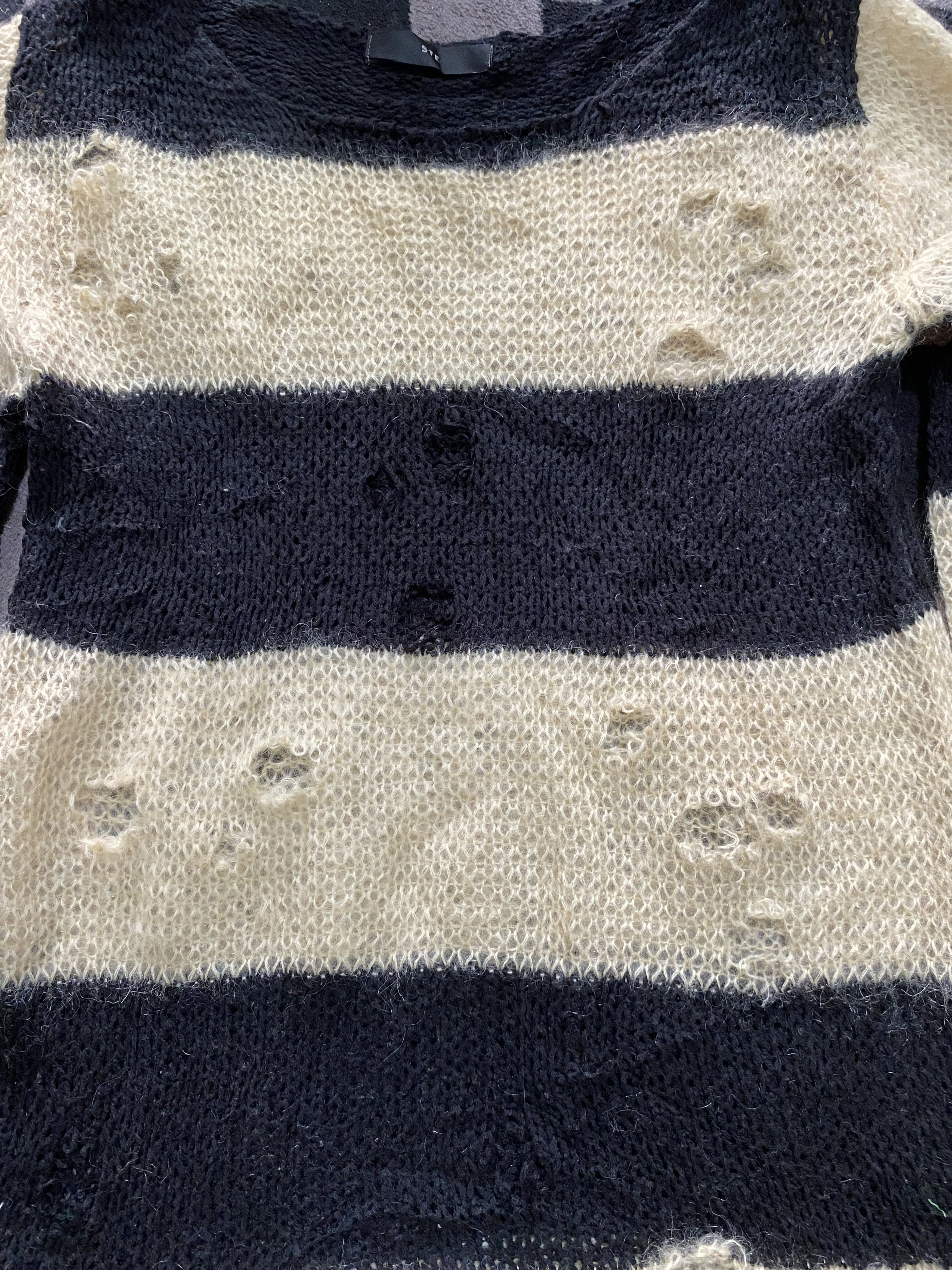 Hysteric Glamour × Japanese Brand Vintage STE distressed fishnet stripe knit avant garde Size US M / EU 48-50 / 2 - 4 Thumbnail