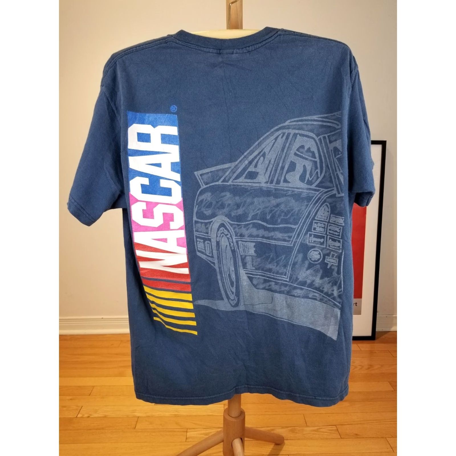 Both VINTAGE NACAR RACING COTTON BOTH SIDE PRINT T-SHIRT SZ LARGE T-Shirt Men Blue 90s Vintage USA Size US L / EU 52-54 / 3 - 3 Thumbnail