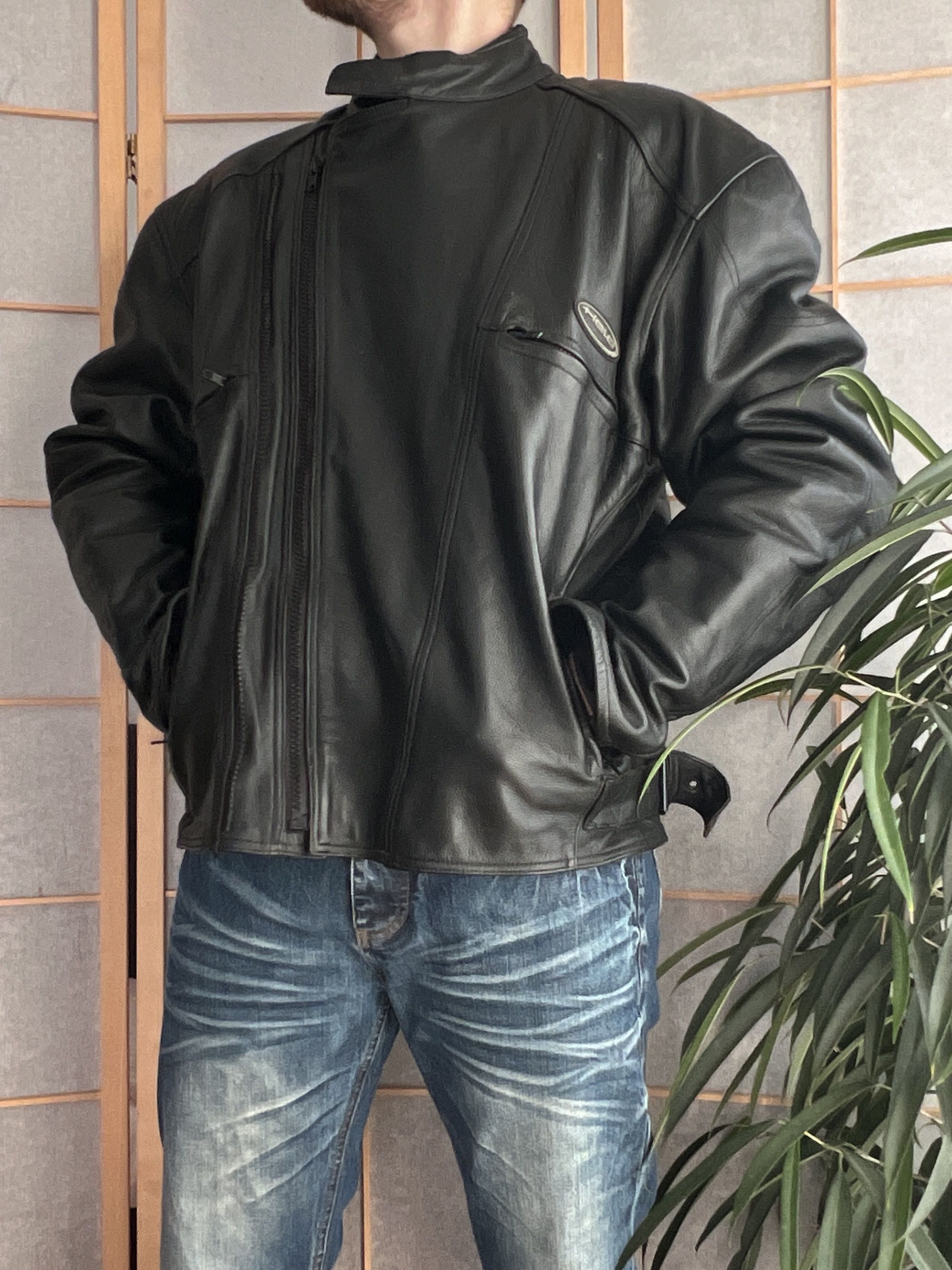 If Six Was Nine Crazy! Vintage 2000s biker racing leather bomber jacket boxy Size US XL / EU 56 / 4 - 10 Thumbnail
