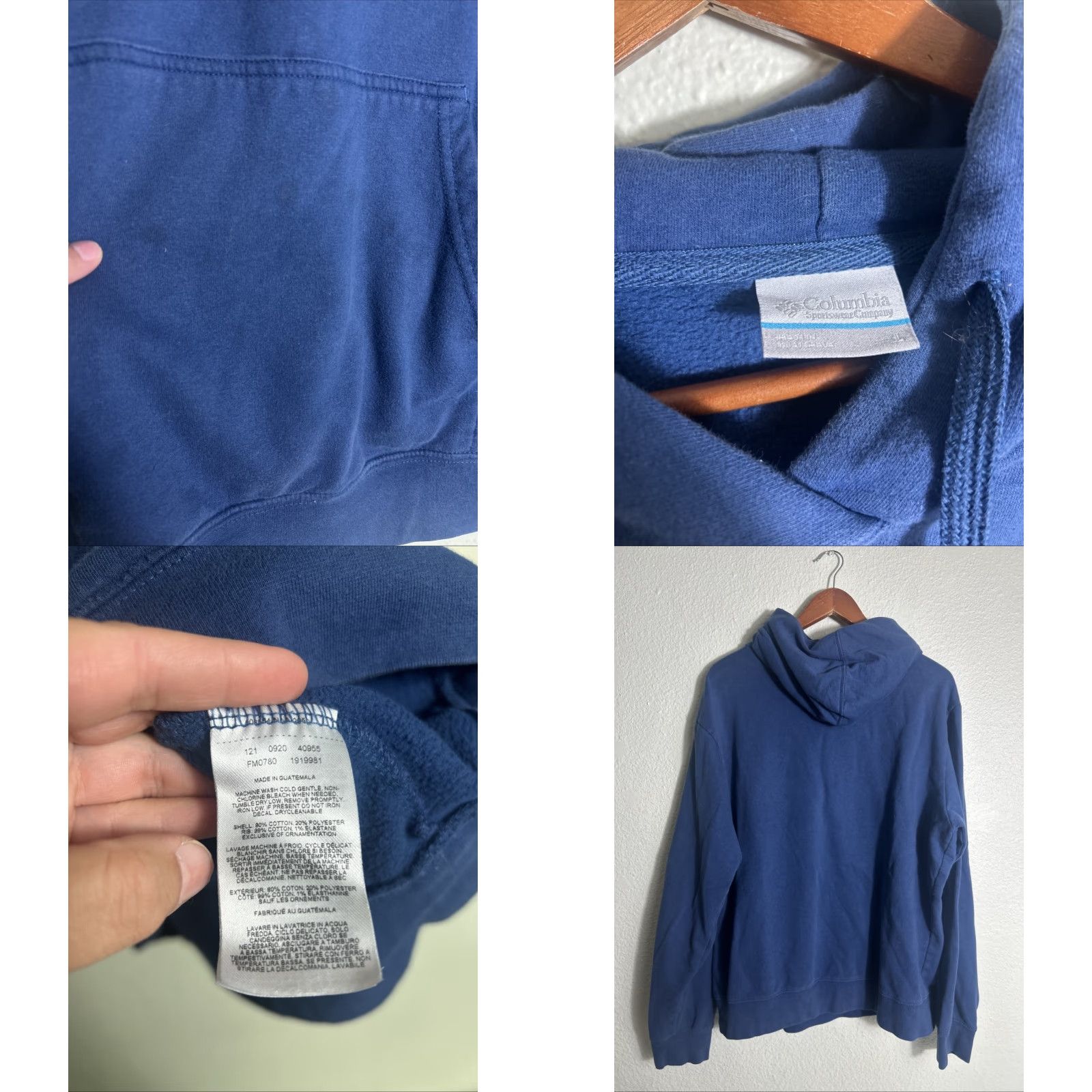 Vintage Columbia Hoodie Men Large Blue PFG Fish American Flag Logo Hooded Sweatshirt Pullover Size US L / EU 52-54 / 3 - 8 Thumbnail