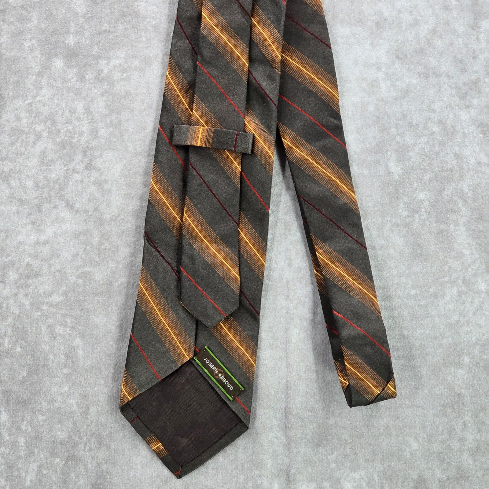 Joseph Abboud Joseph Abboud Brown Orange Stripe 100% Silk Italy Neck Tie Size 30 - 3 Thumbnail