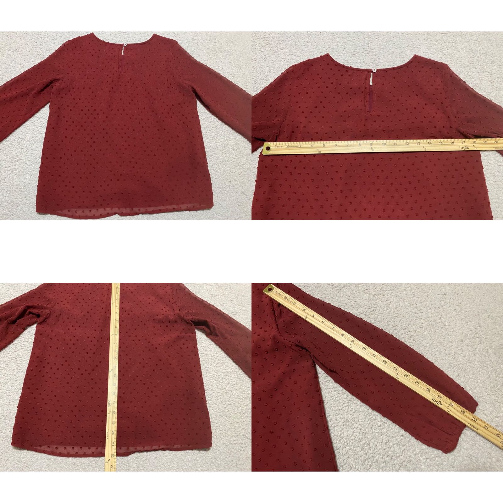 J.Crew J.CREW Shirt Red Solid Round Neck 3/4 Sleeve Lined Ruffle Womens Size 2 Casual Blouse Size XS / US 0-2 / IT 36-38 - 8 Thumbnail