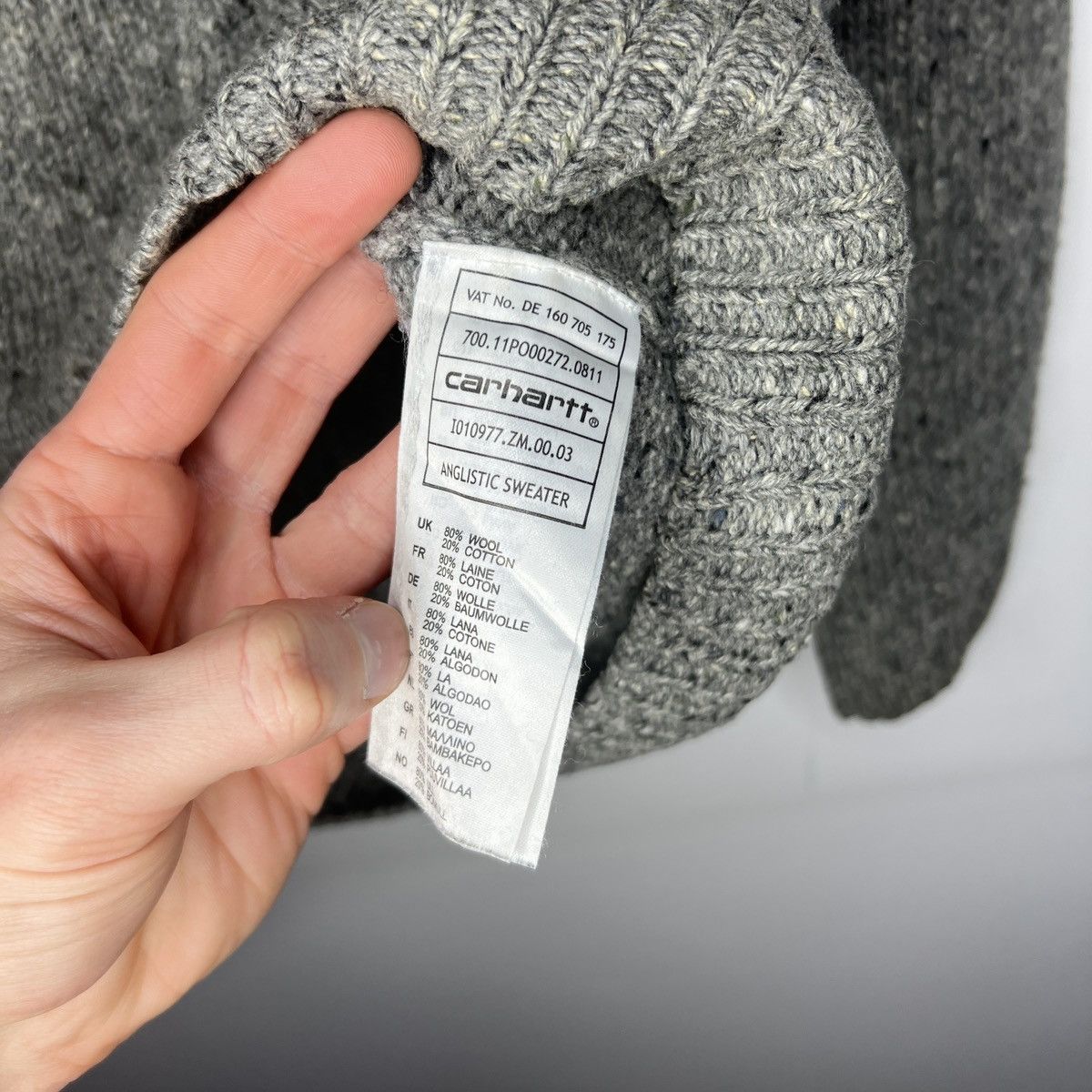 Carhartt × Carhartt Wip × Vintage Carhartt Anglistic Wool Sweater Knitwear Jumper Grey Y2K Size US XL / EU 56 / 4 - 7 Thumbnail