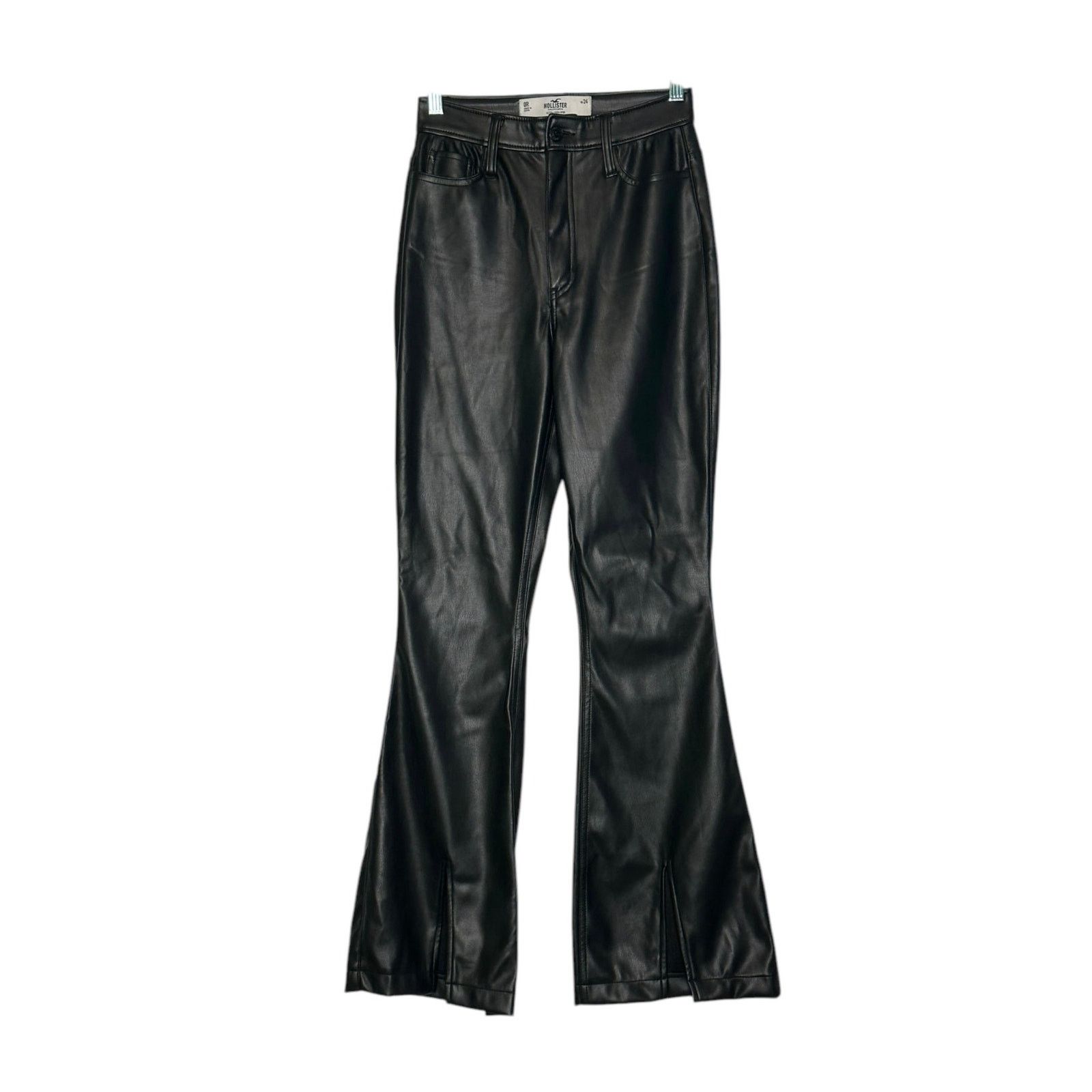 Hollister Hollister black faux leather high rise flare pants size 0 Size 25" / US 0 / IT 36 - 1 Thumbnail