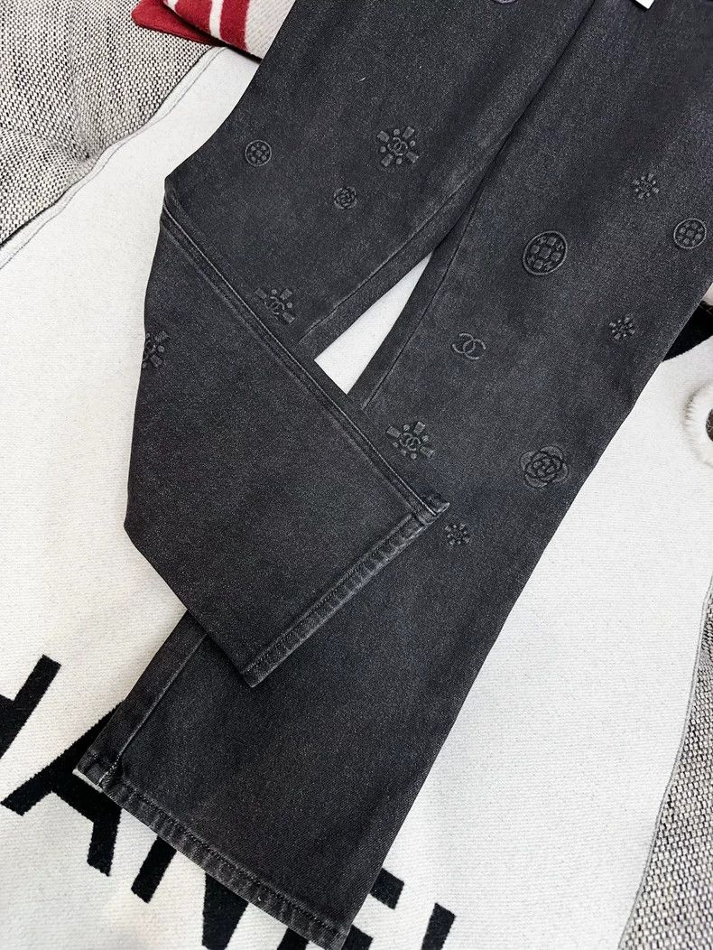 Chanel Chanel Gray embossed double C multi-element pattern jeans Size 24" / US 00 / IT 34 - 3 Thumbnail