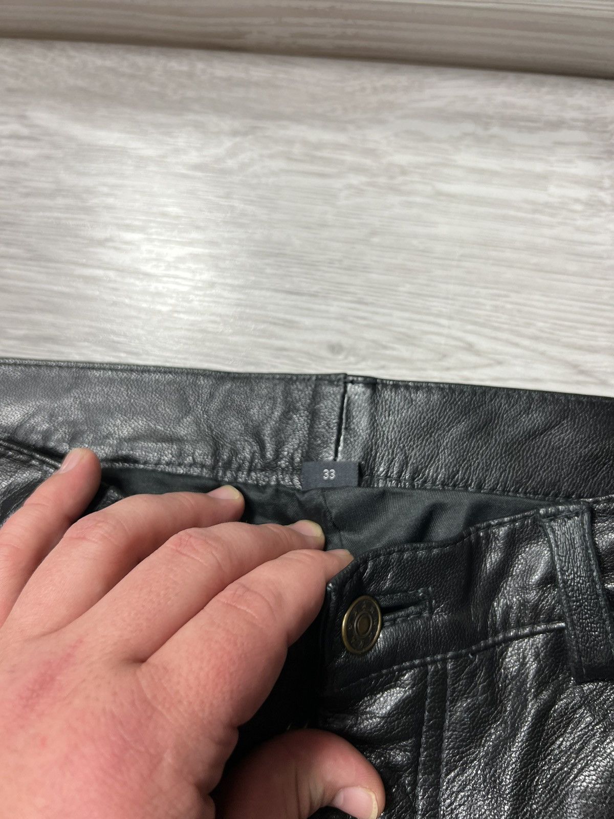 Genuine Leather × Vintage Vintage Men’s Real Leather Pants – Biker Black – Size 33 Size US 33 - 5 Thumbnail