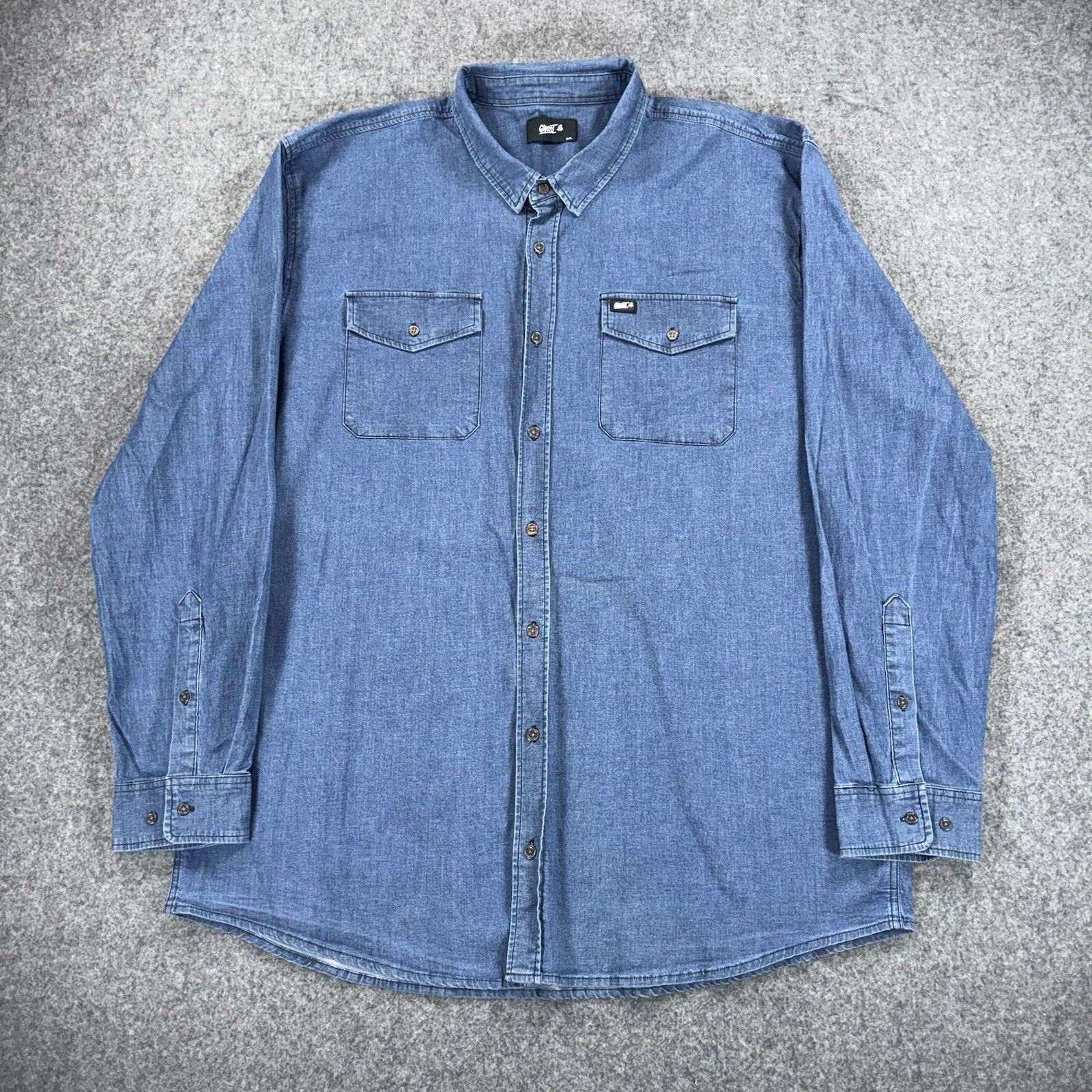 Other Ghost Lifestyle Long Sleeve Blue Denim Button Shirt Mens XXL Size US XXL / EU 58 / 5 - 2 Thumbnail