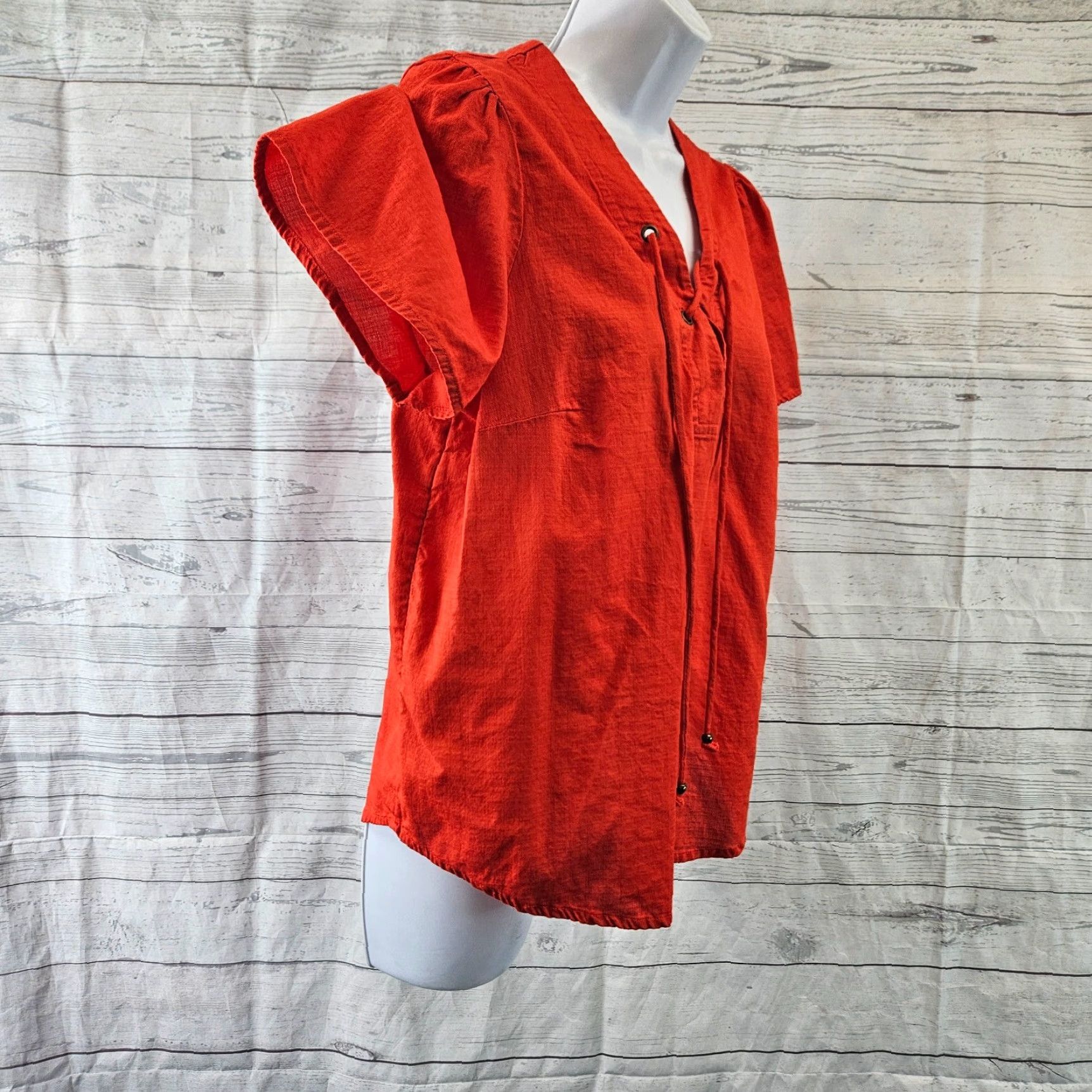 Vintage VINTAGE Knox Rose Womens Top Shirt Womens Small Solid Red Short Sleeve Cotton Size S / US 4 / IT 40 - 3 Thumbnail
