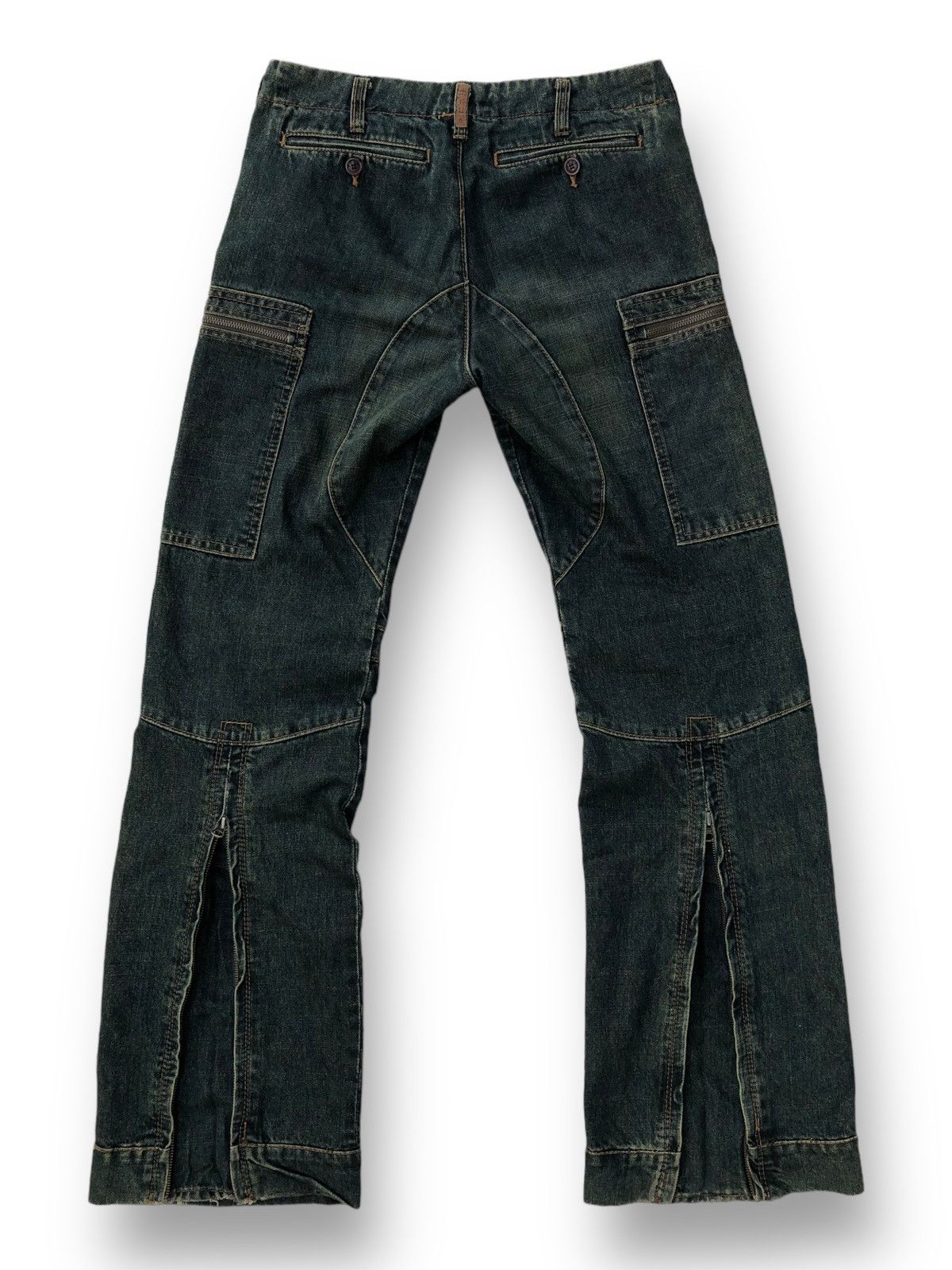 FCUK × French Connection 🔥 S/S 2010 FCUK BONDAGE FLARE DENIM CARGO PANTS LGB STYLE Size US 31 - 2 Thumbnail