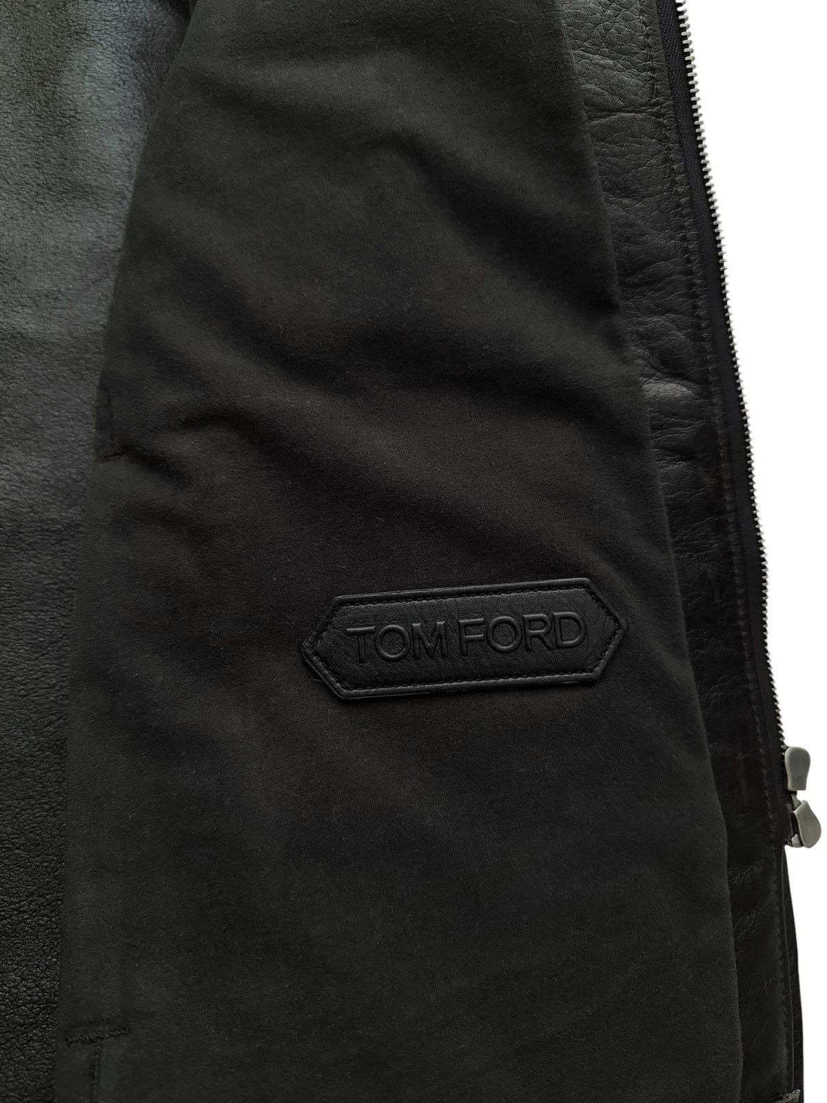 Tom Ford Slim Brown Black Cow Leather Cafe Jacket Size US L / EU 52-54 / 3 - 7 Thumbnail
