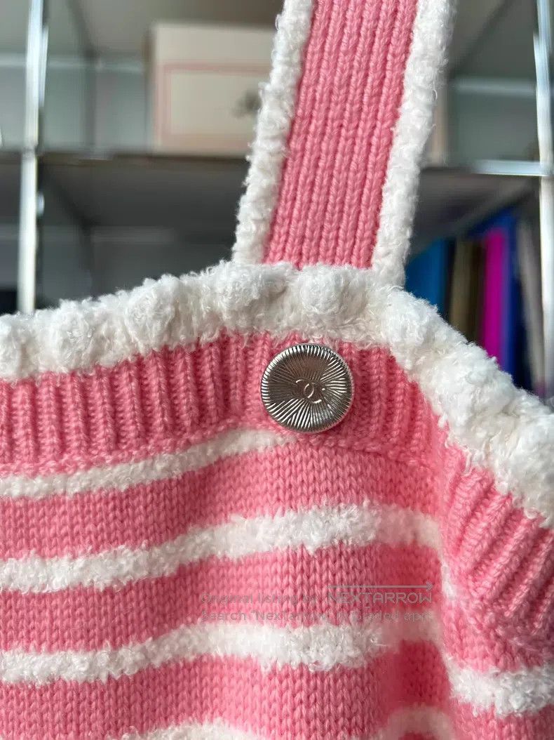 Chanel Chanel 20S pink and white striped two-pocket cashmere knit Size XS / US 0-2 / IT 36-38 - 2 Thumbnail
