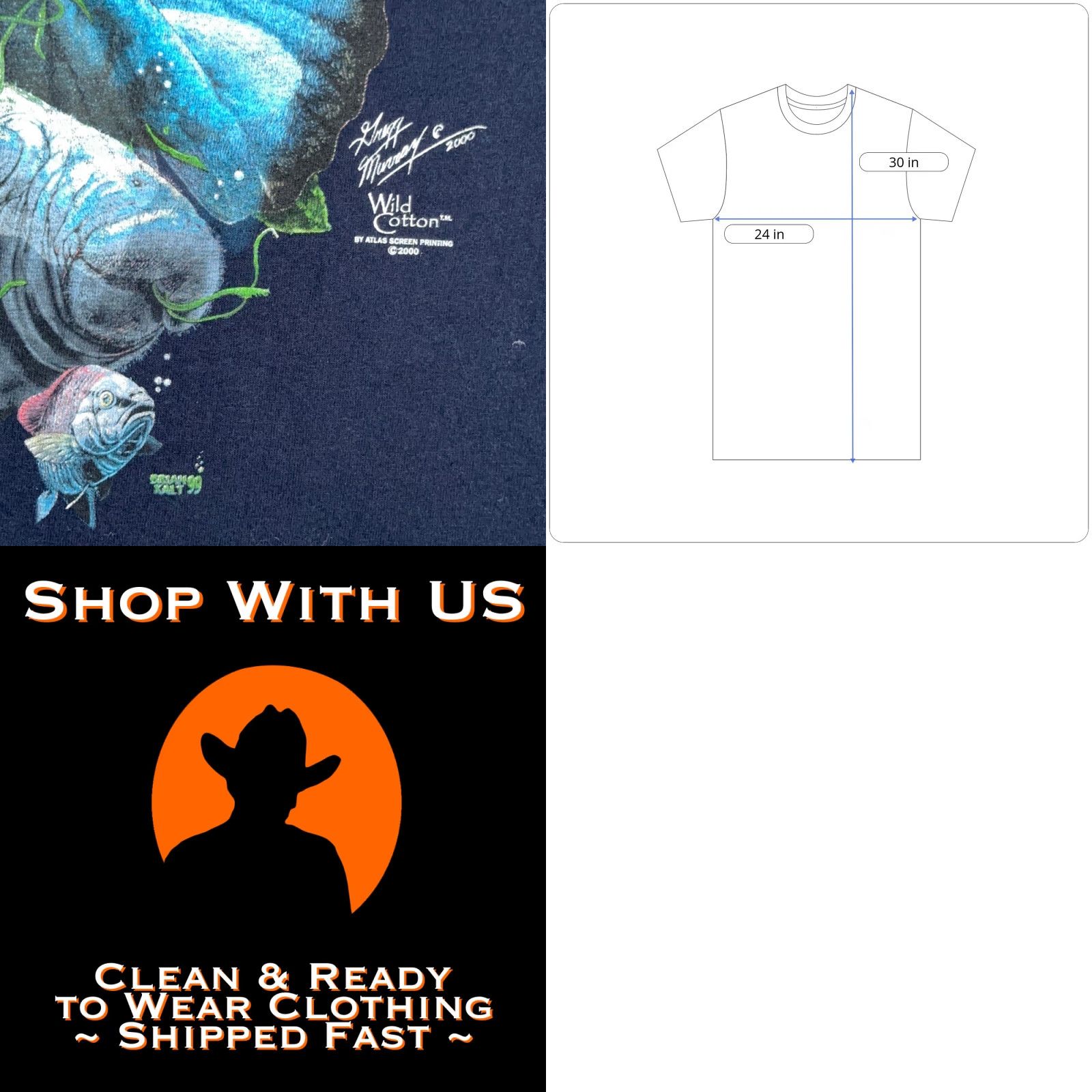 Vintage VINTAGE Wild Cotton Eagle Shirt Adult XL Blue USA 90s Nature Animals Manatee Art Y2K Size US XL / EU 56 / 4 - 8 Thumbnail