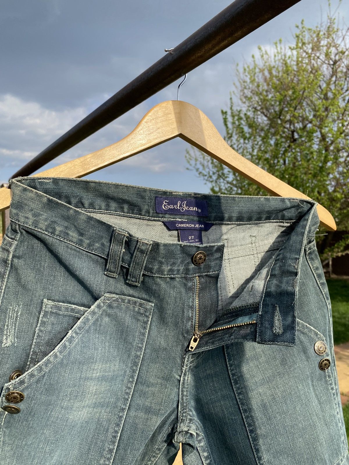 Earl Jeans × Japanese Brand × Vintage Vintage EarlJean Carpenter Jeans Y2K Workwear Wide Leg Denim Size 30" / US 8 / IT 44 - 7 Thumbnail