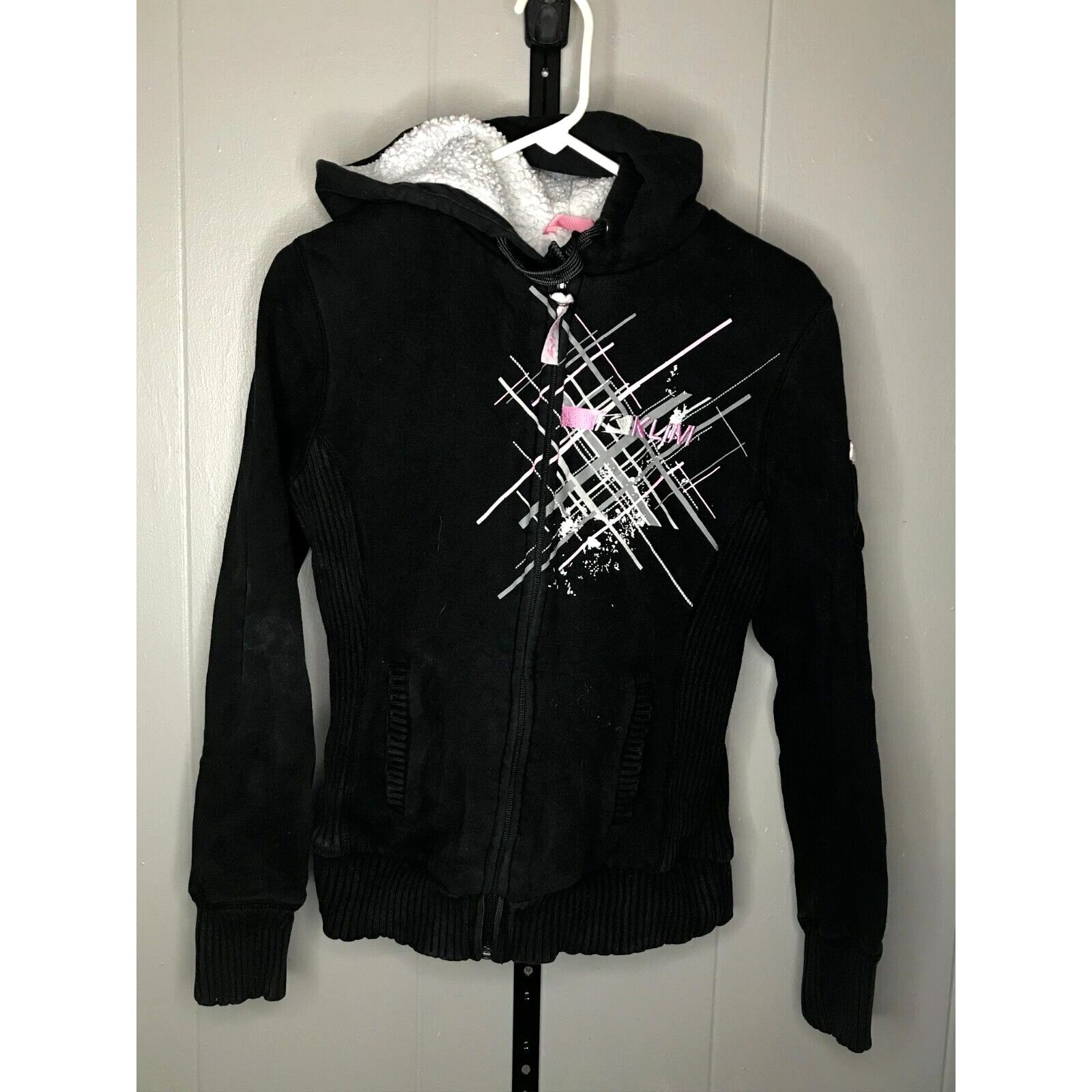 Vintage Klim Jacket Women's Small Grey Pink Hoodie Coat Sherpa Lined Size S / US 4 / IT 40 - 1 Thumbnail