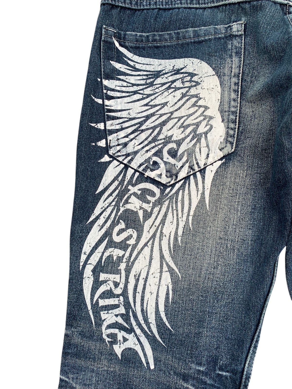 Tornado Mart FLARE JACK SERIKA DOUBLE WAIST WING PUNK DISTRESSED DENIM Size US 32 / EU 48 - 11 Thumbnail