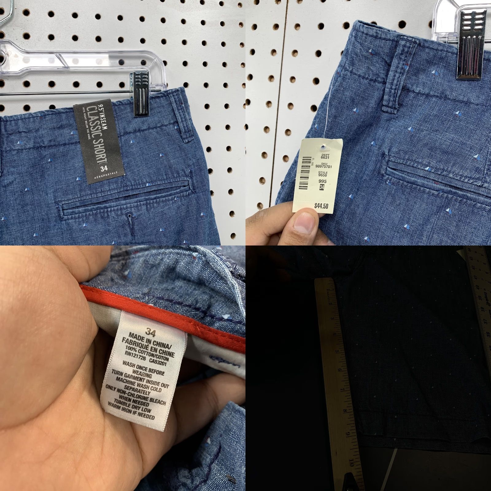 Vintage Aéropostale Chino Shorts Men 34 Classic Casual Flat Front Blue 9in Inseam NWT Mens Size US 34 / EU 50 - 8 Thumbnail