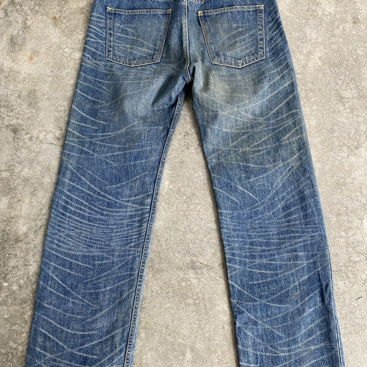 Lad Musician 2000’s Lad Musician Whisker Washed Straight Leg Denim Jeans Size US 33 - 14 Thumbnail