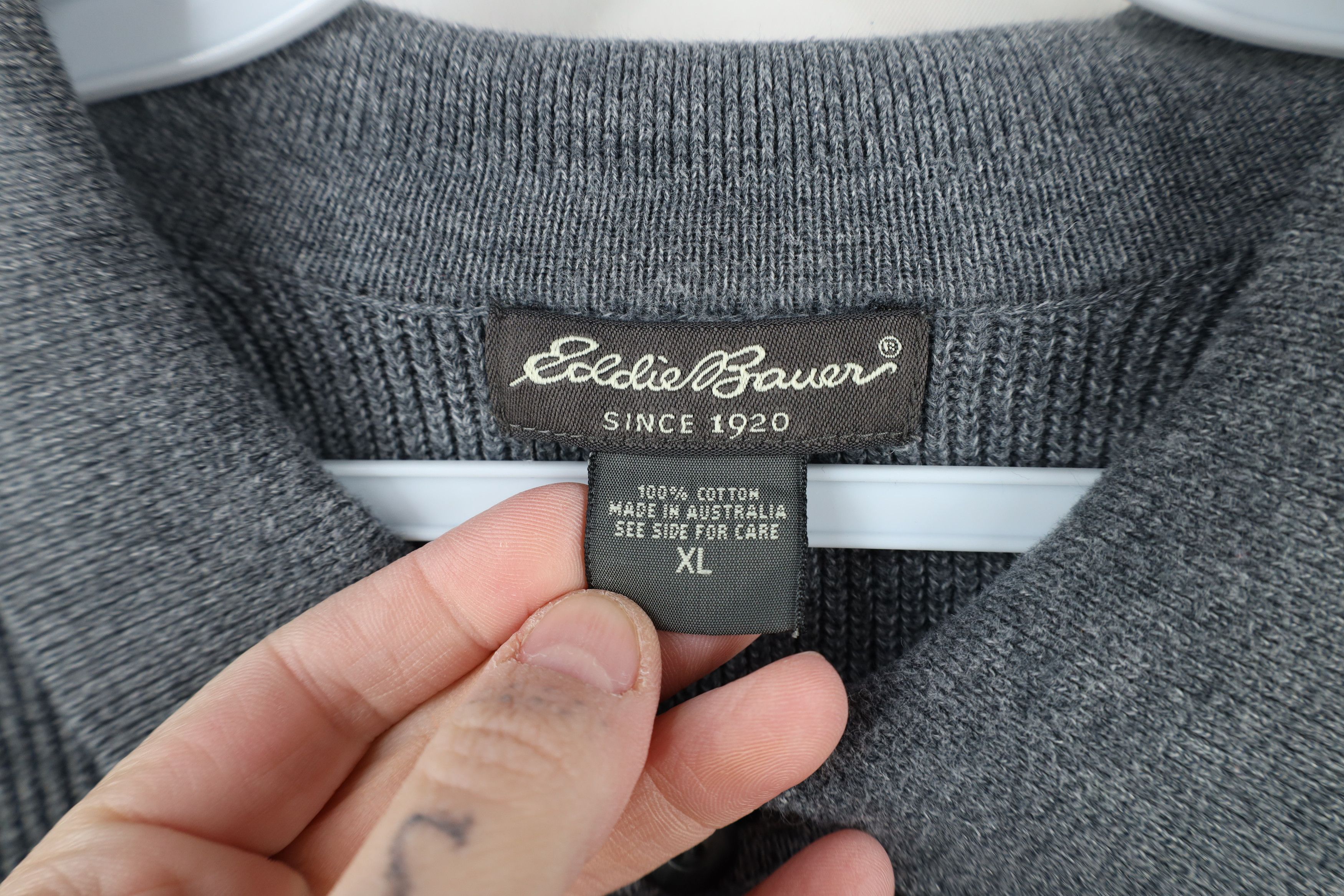 Eddie Bauer × Vintage Vintage 90s Eddie Bauer Collared Pullover Sweater Gray Size US XL / EU 56 / 4 - 8 Thumbnail