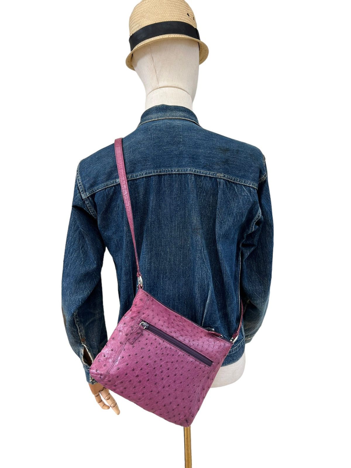 Leather Vintage JRA Japan Patina Ostrich Leather Mini Sling Bag Size ONE SIZE - 3 Thumbnail