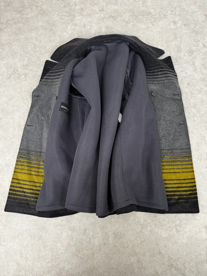 Armani FW2013 Emporio Armani Grey Gradient Striped Yellow Duffle Coat Size US L / EU 52-54 / 3 - 8 Thumbnail
