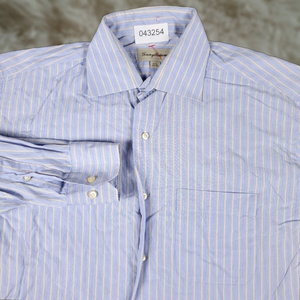 Tommy Bahama TOMMY BAHAMA Men's Dress Shirt 15.5 Blue Striped Long Sleeve Button-Up Cotton Size 40R - 1 Thumbnail