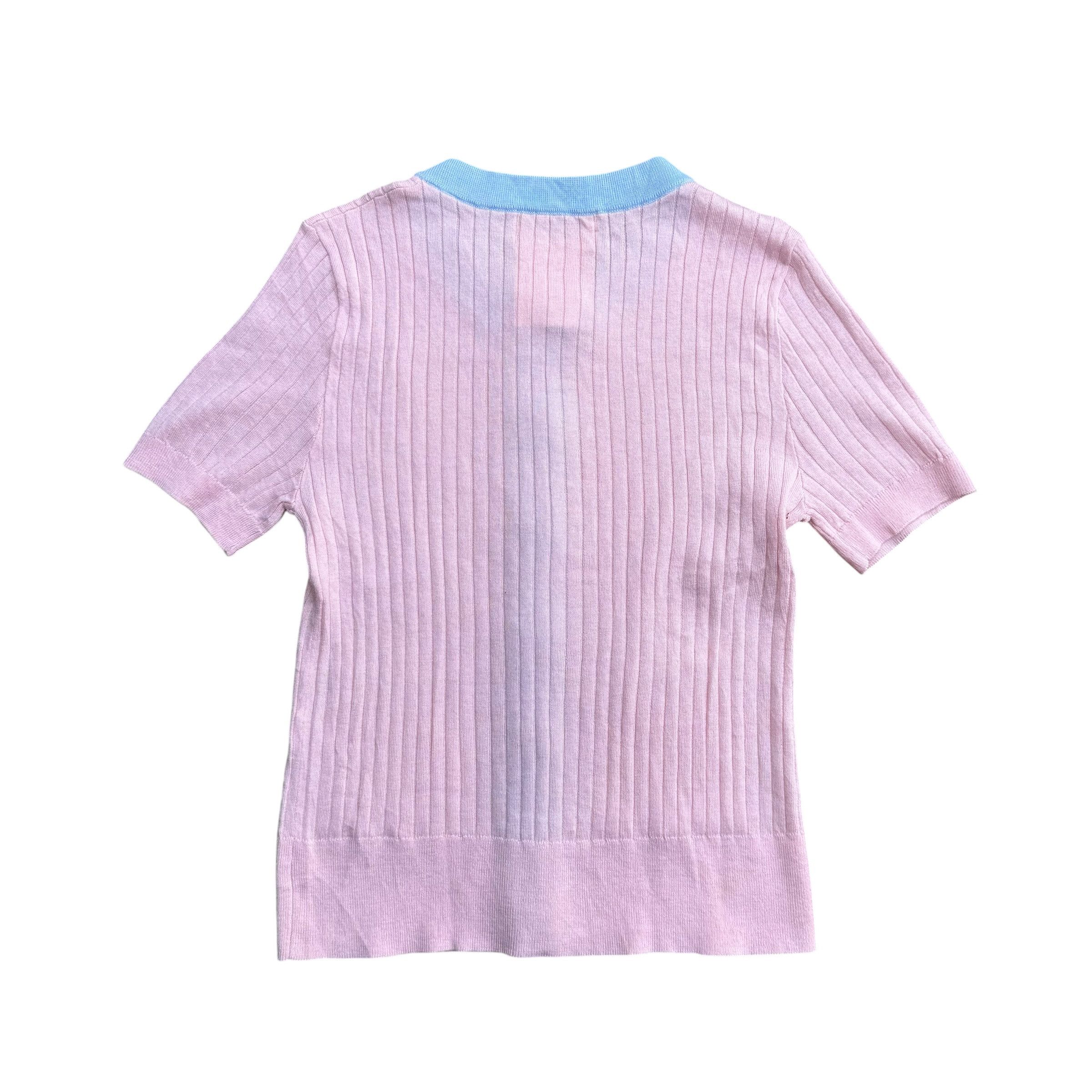 Chanel Vintage Chanel Ribbed Short Sleeve Cardigan Size S / US 4 / IT 40 - 6 Thumbnail
