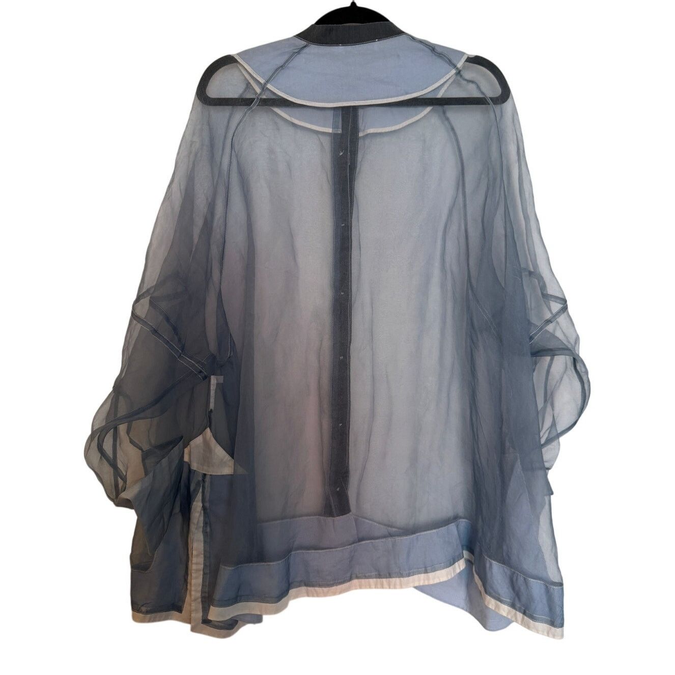 Jil Sander Jil Sander Women's SS19 Runway Blue Oversized Sheer Blouse Size L / US 10 / IT 46 - 2 Thumbnail