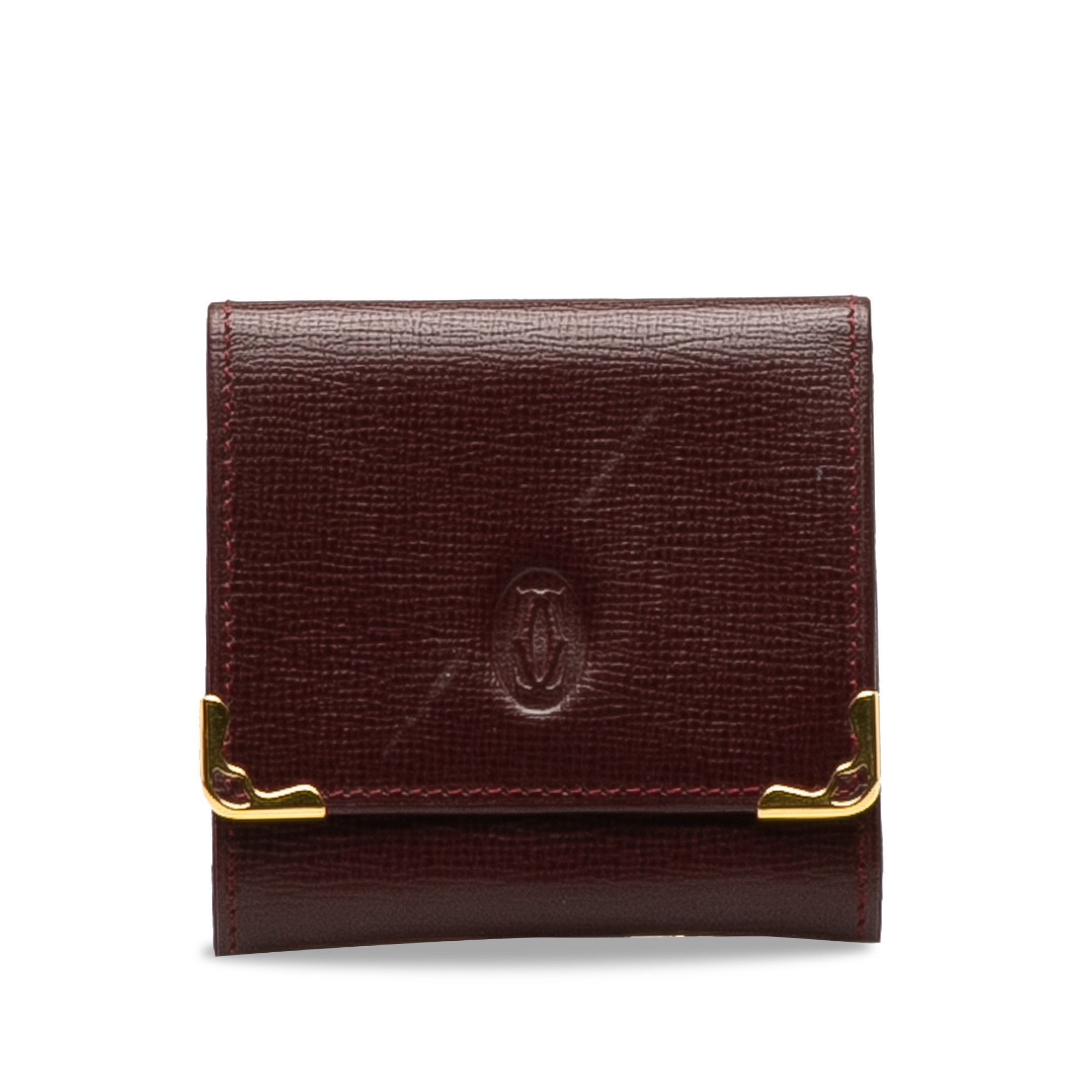 image of Cartier Must De Cartier Leather Coin Pouch in Red, Women's