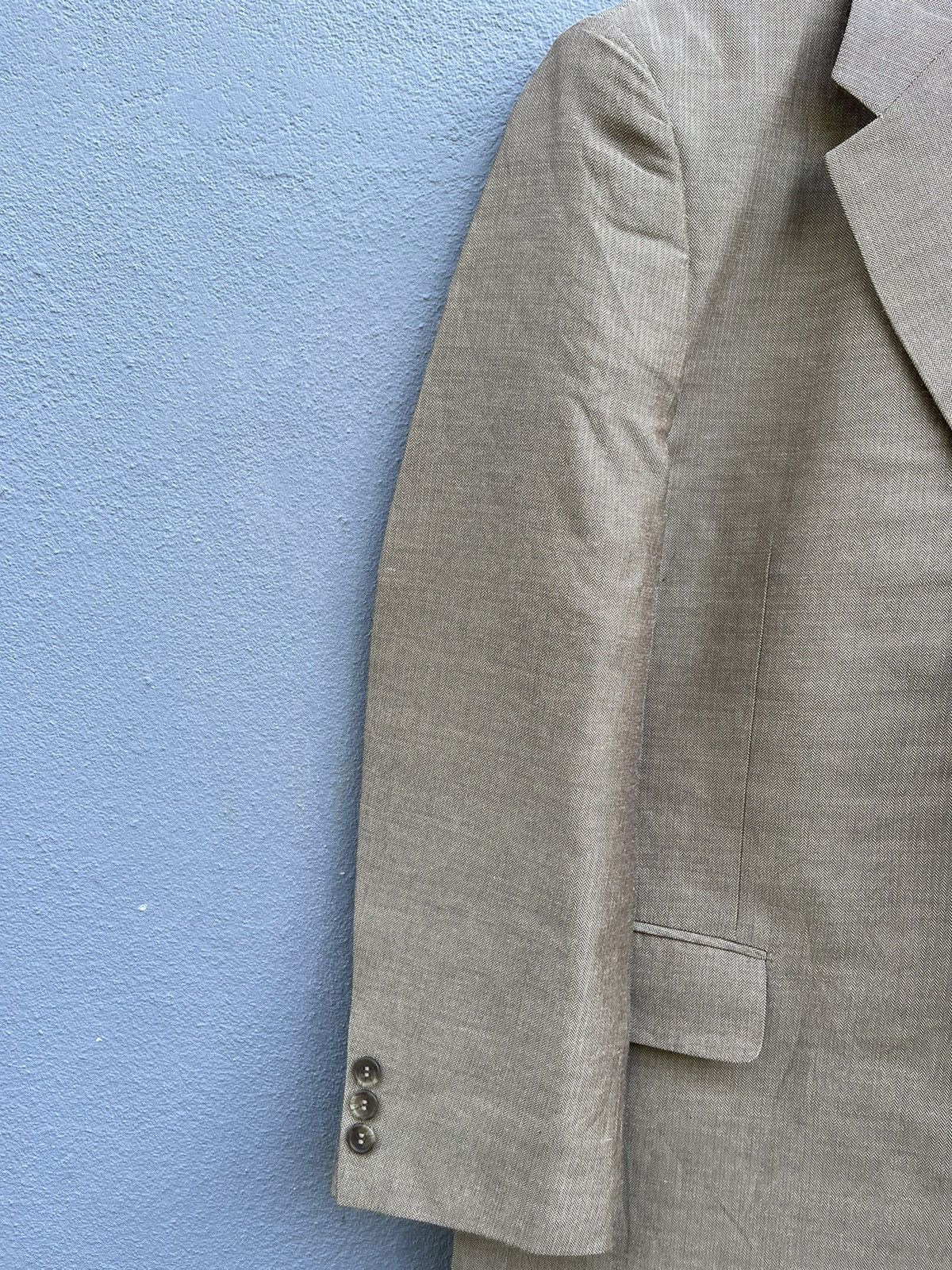 Designer Vintage Kansai Yamamoto SISSY Beige Herringbone Blazer Size 42L - 5 Thumbnail