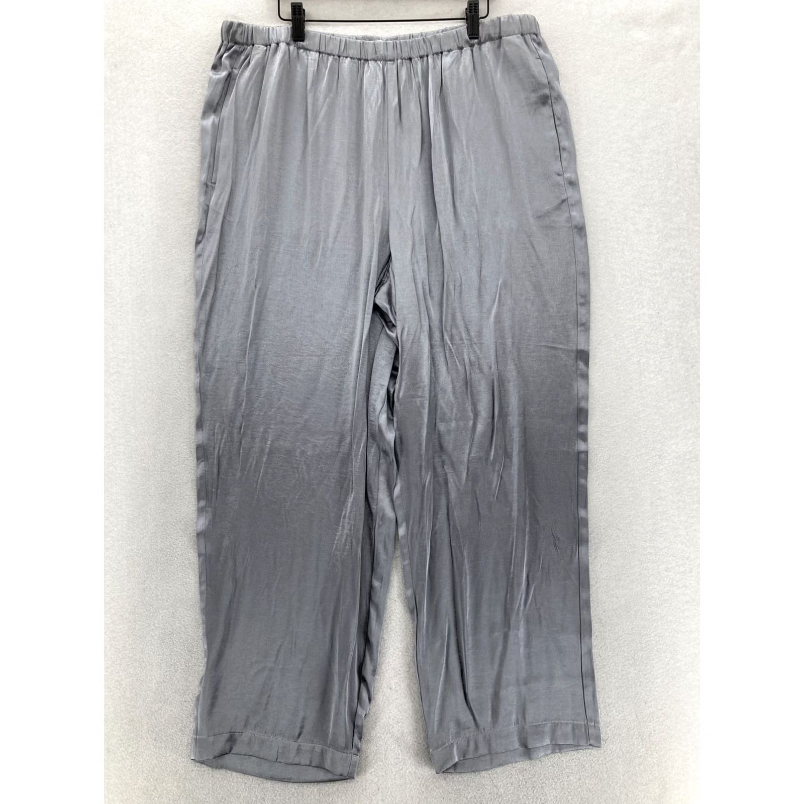 Madewell Madewell Pants Womens XL Gray Satin Wide-Leg Pull On Pockets Lightweight Relaxed Size 40" / US 18 - 2 Thumbnail