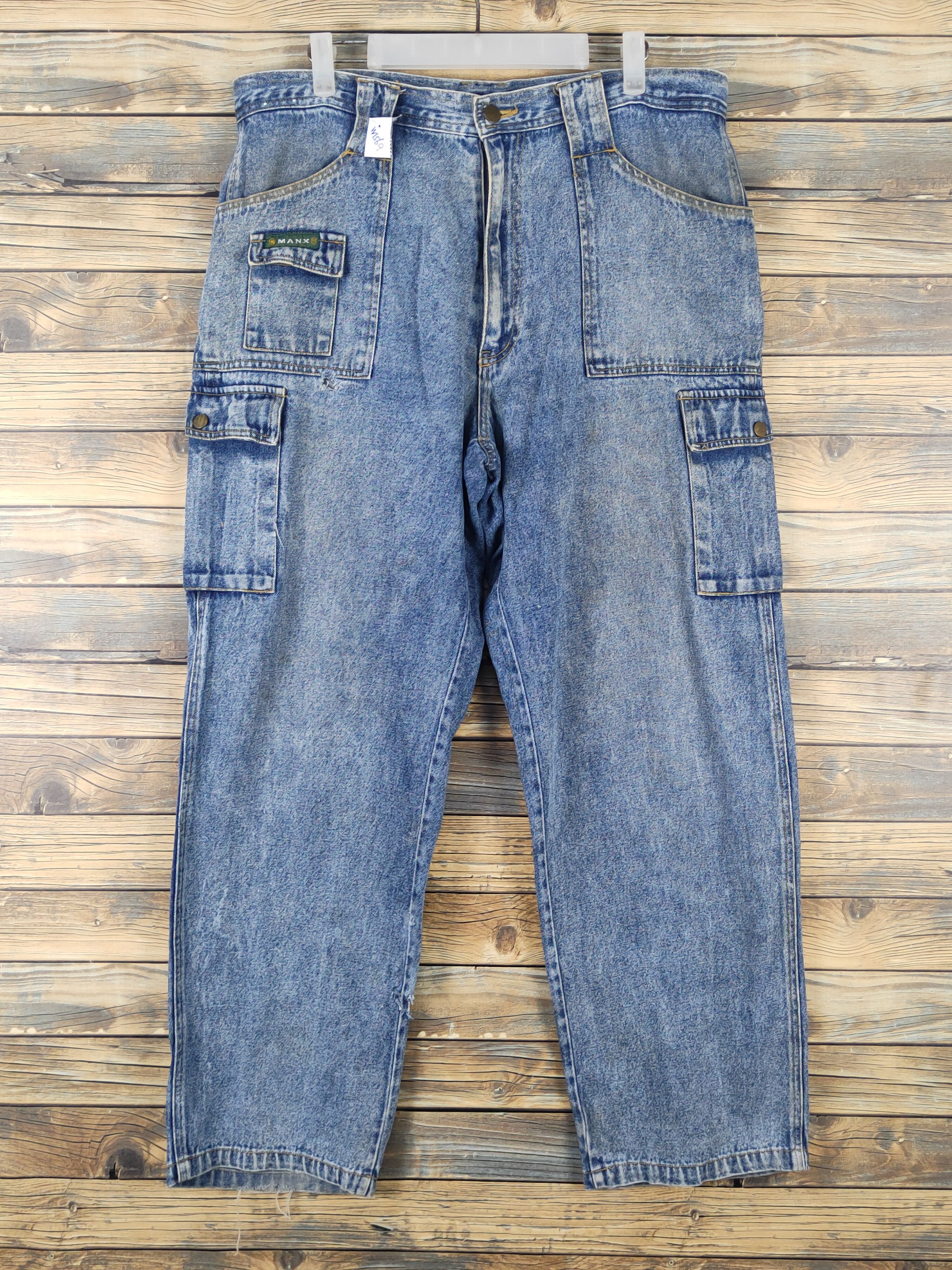 Japanese Brand Manx Blue Distressed multipocket Ripped Jeans #W1569 Size US 36 / EU 52 - 1 Thumbnail