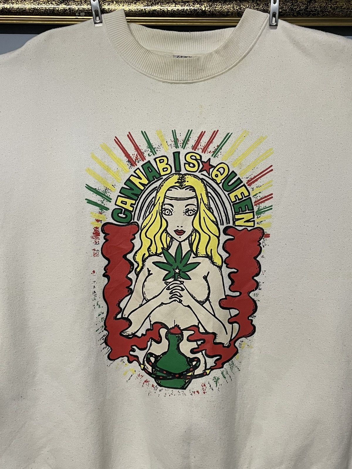 Designer × Japanese Brand × Vintage Vintage 90s Designer Zeky Cannabis Queen Aura Sweatshirt Size US L / EU 52-54 / 3 - 3 Thumbnail