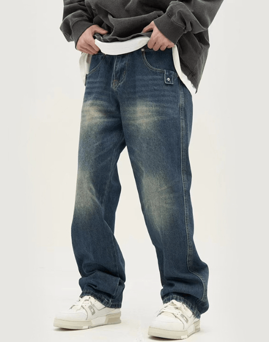 Japanese Brand Retro trend washed dark blue loose casual jeans y2k Size US 34 / EU 50 - 1 Thumbnail