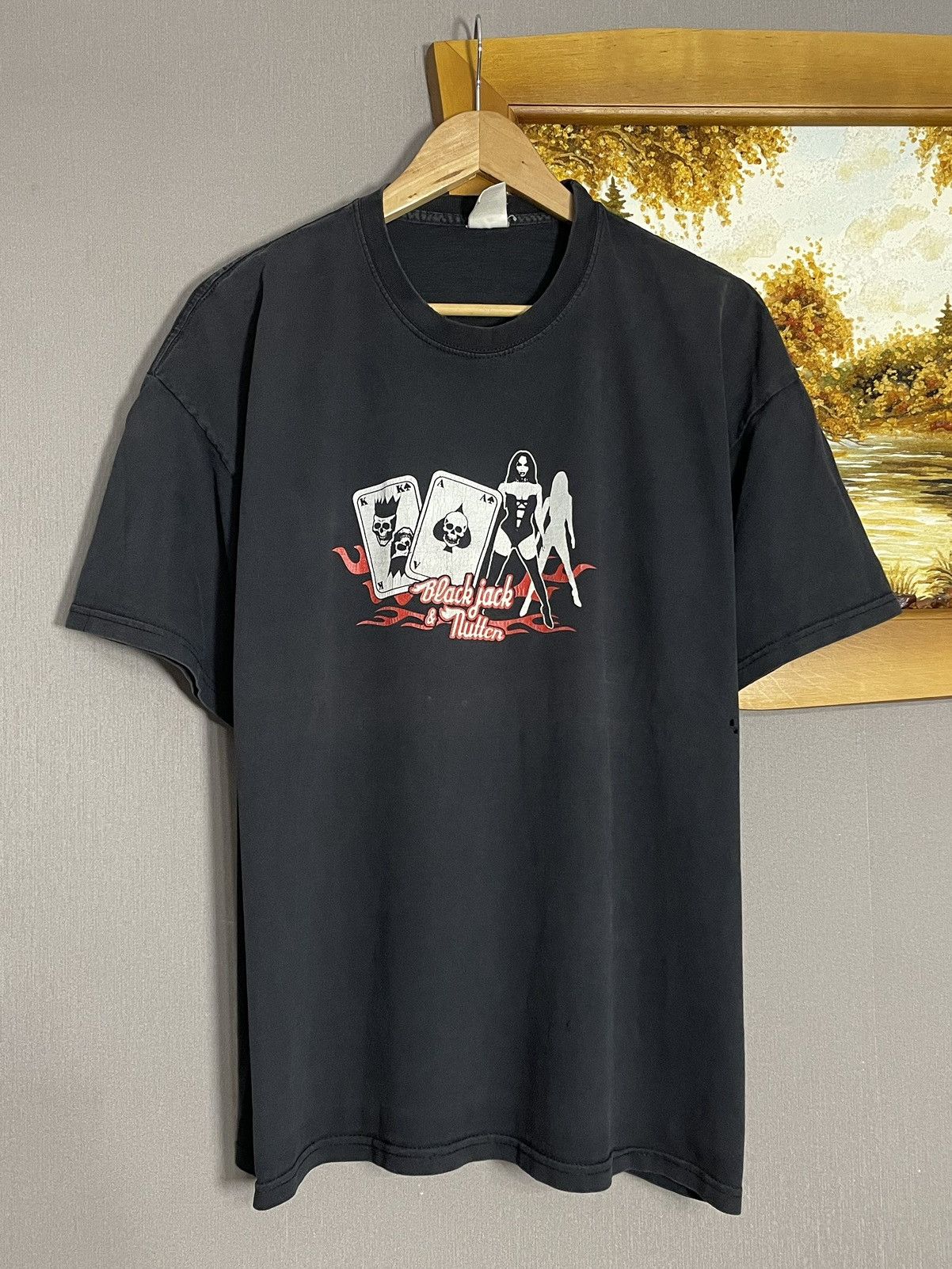 Fruit Of The Loom Crazy Vintage Pornstar Black Jack Nutter Sexy Girl Skull Tee Size US XL / EU 56 / 4 - 1 Thumbnail