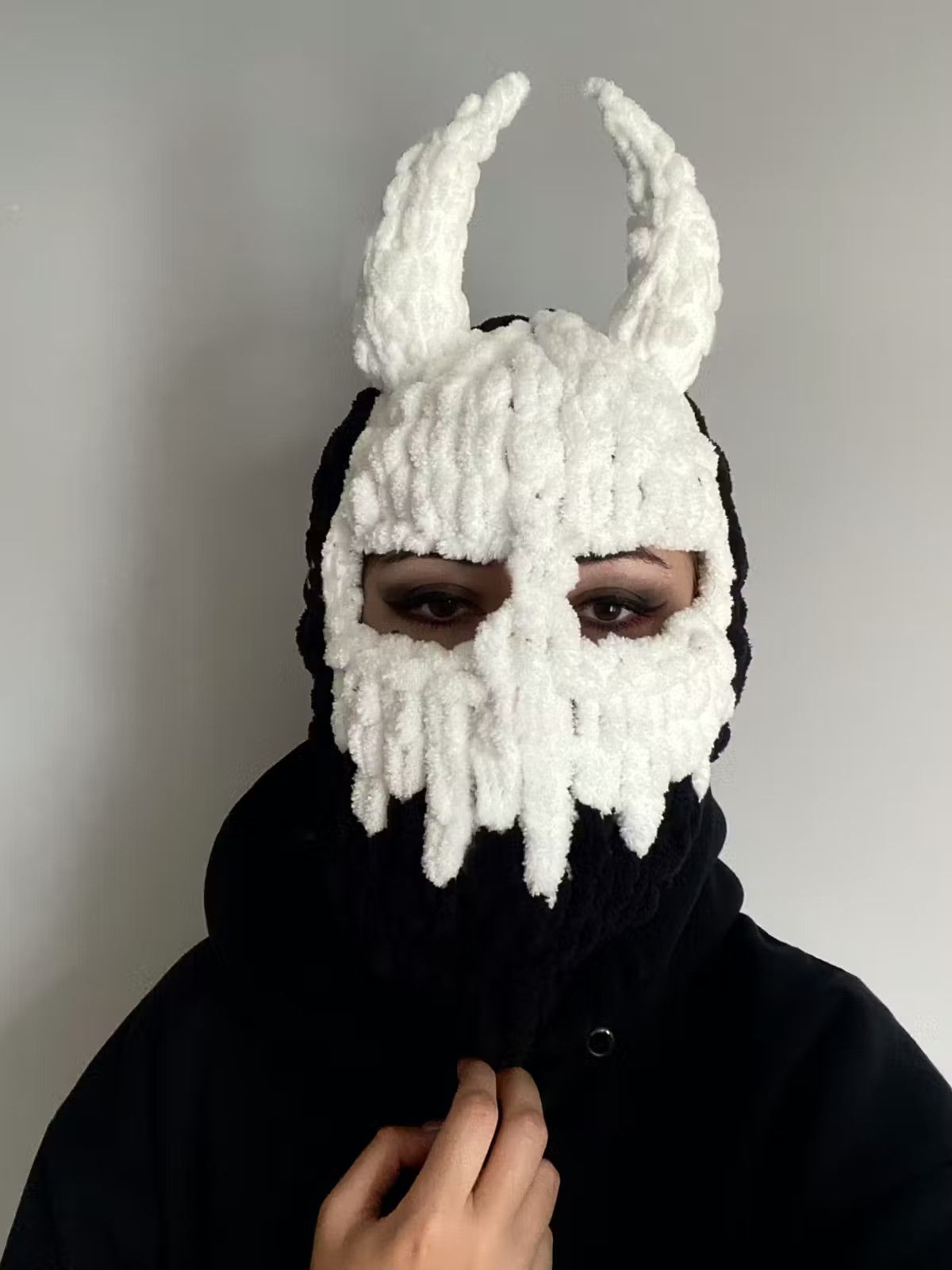 Other Devil balaclava with horns . Scull ski mask . Knitt mask Size ONE SIZE - 3 Thumbnail
