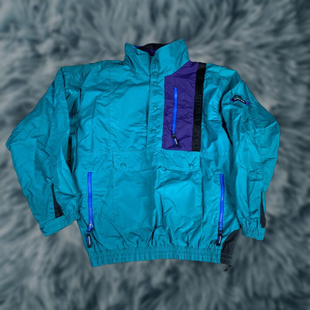 AQUA VINTAGE Sierra Sport Windbreaker Jacket Mens XL Blue 90s EUC VTG Size US XL / EU 56 / 4 - 1 Thumbnail