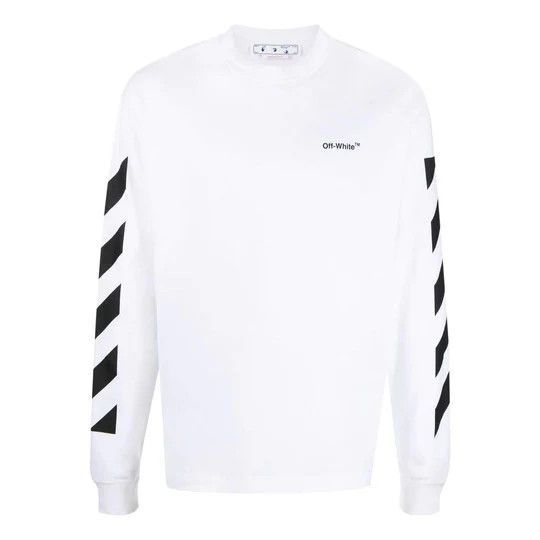 Off-White o1rshd DUP Diag Helvetica Skate L/S Tee in White Size US XXL / EU 58 / 5 - 1 Thumbnail