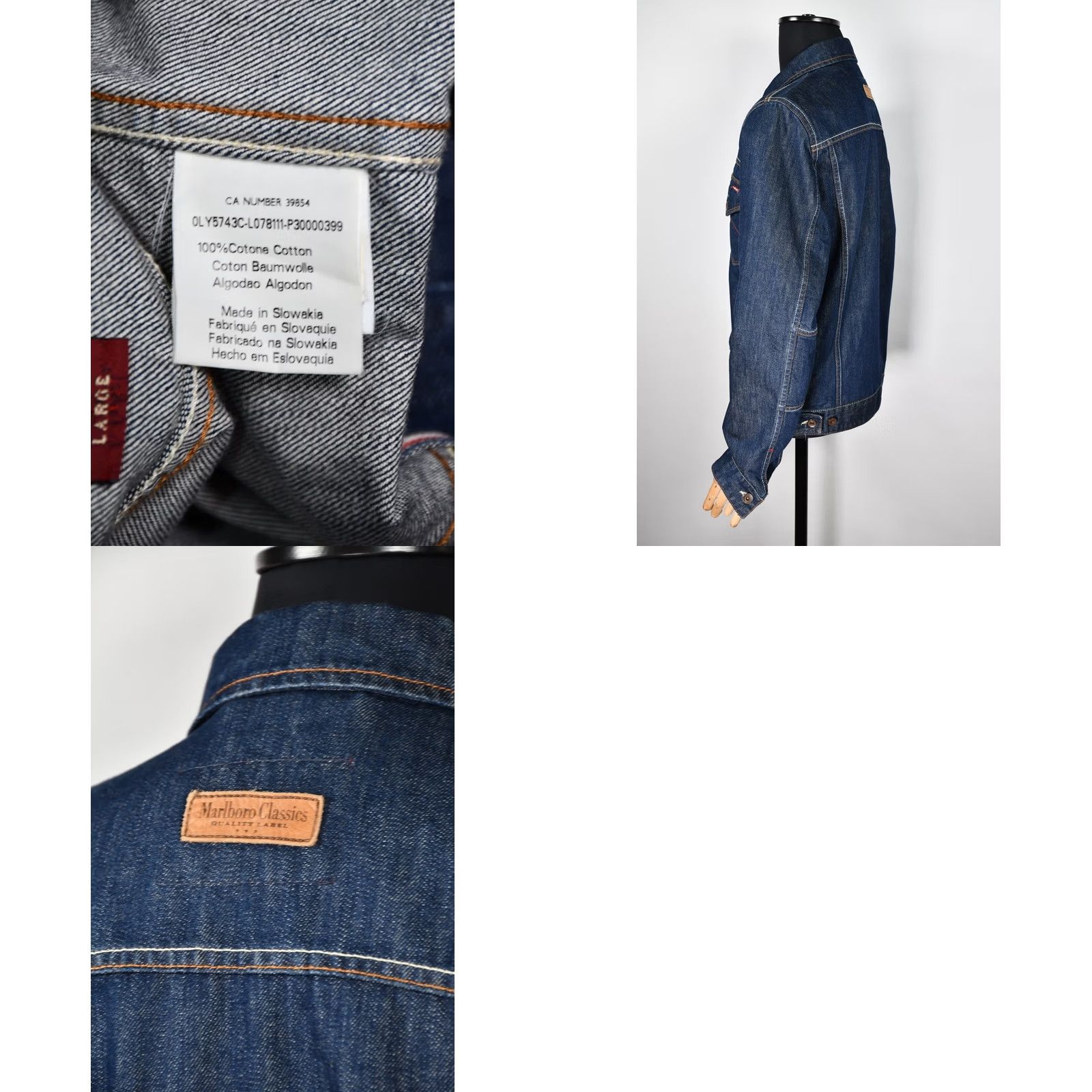Marlboro Marlboro Denim Jacket Men's L Blue Solid Cotton Denim Jacket Regular Mens 90s Classic Size US L / EU 52-54 / 3 - 9 Thumbnail