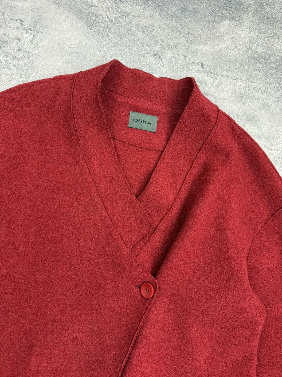 OSKA Oska Boiled Wool Coat Jacket Red Blazer Avant Garde Cardigan Size L / US 10 / IT 46 - 10 Thumbnail